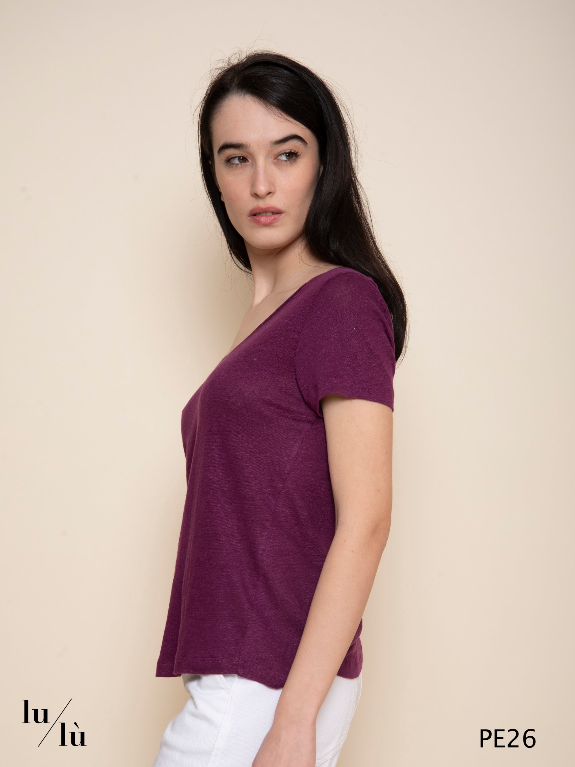 Milan Violet - T-shirt donna in lino