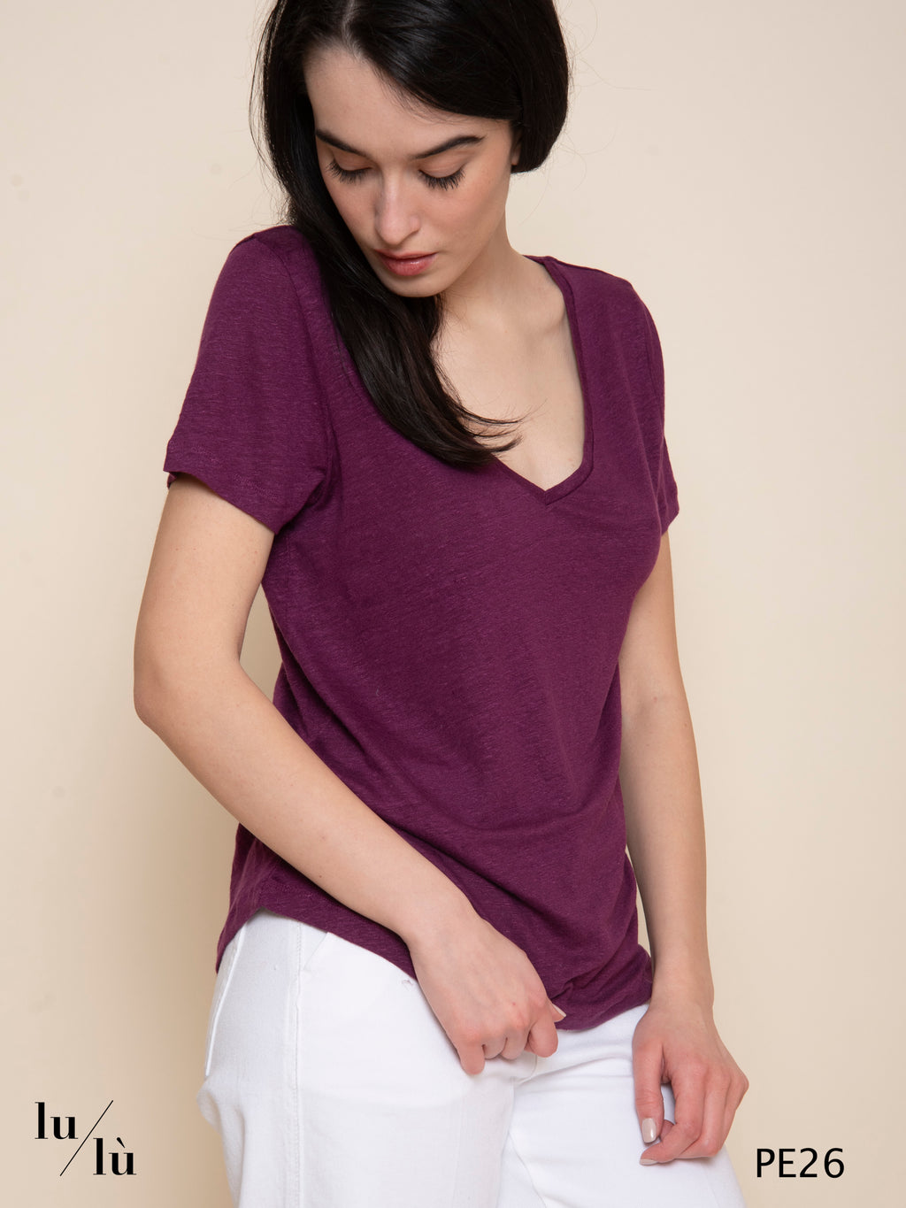 Milan Violet - T-shirt donna in lino