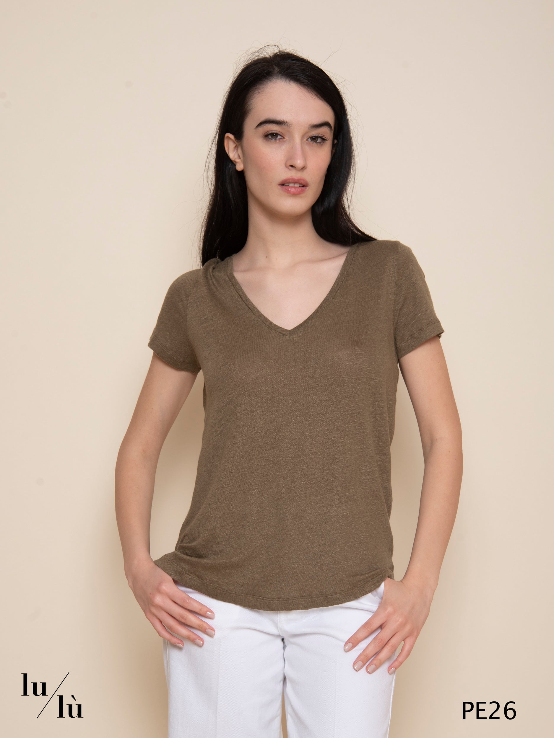 Milan Kaki - T-shirt donna in lino