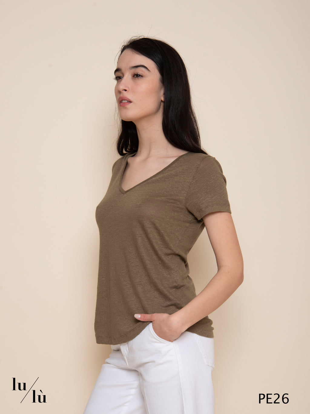 Milan Kaki - T-shirt donna in lino