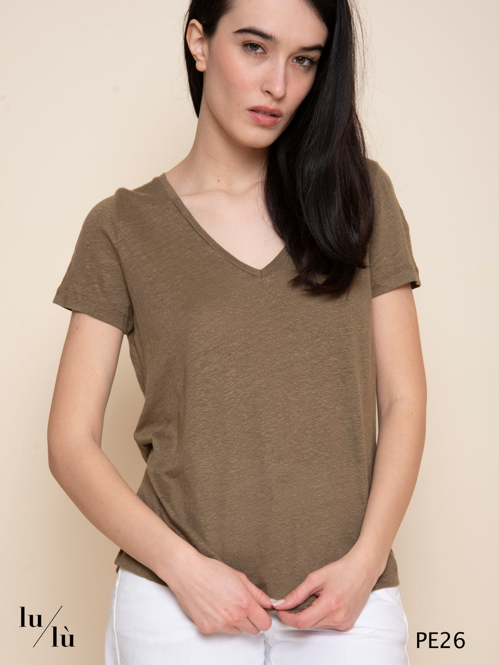 Milan Kaki - T-shirt donna in lino