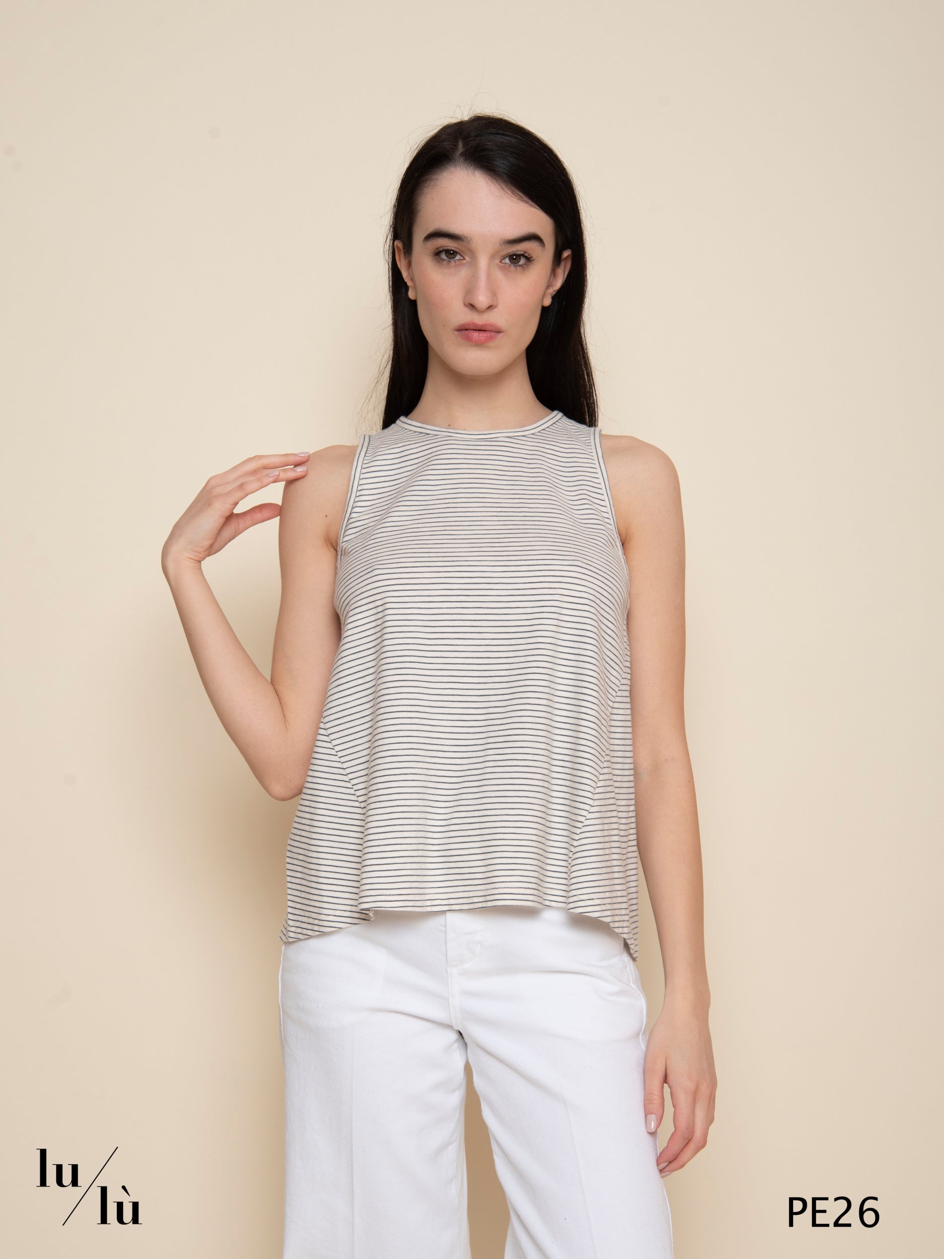 Xuan - Canotta donna rigata in cotone