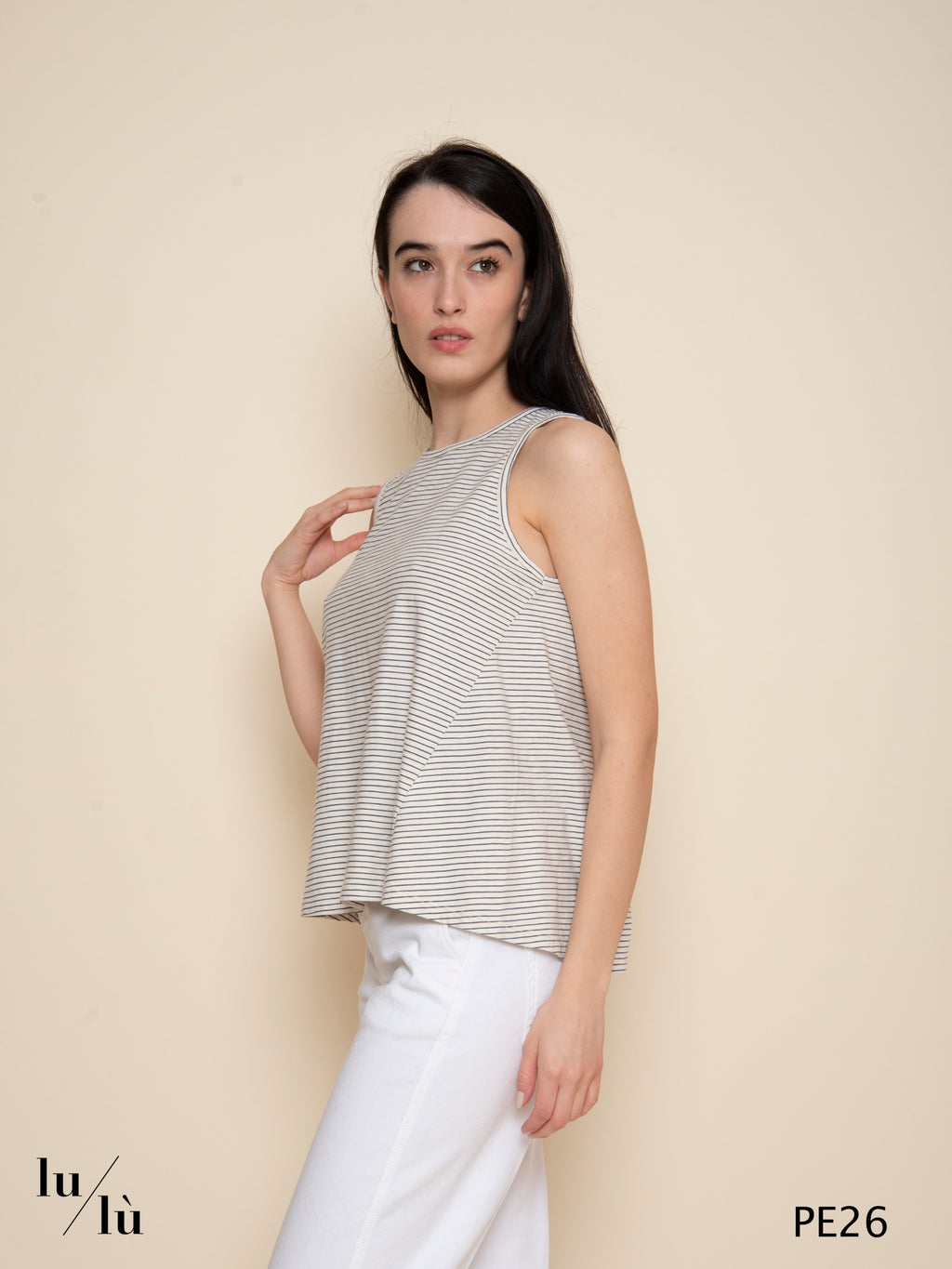 Xuan - Canotta donna rigata in cotone