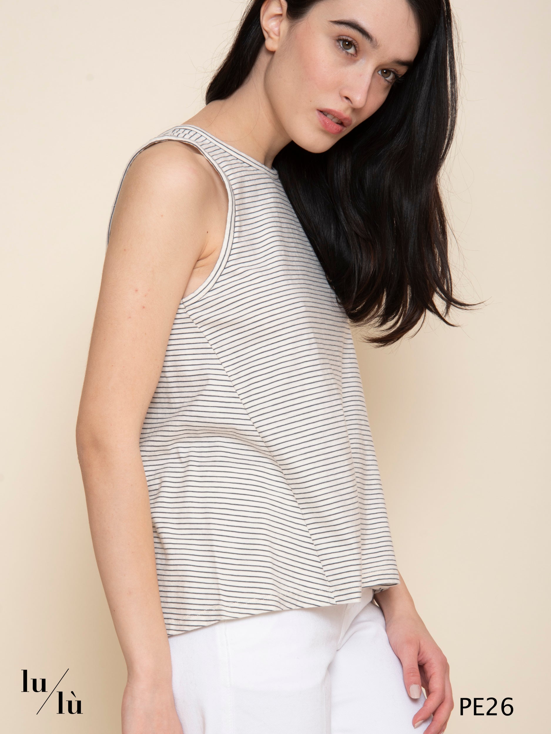 Xuan - Canotta donna rigata in cotone