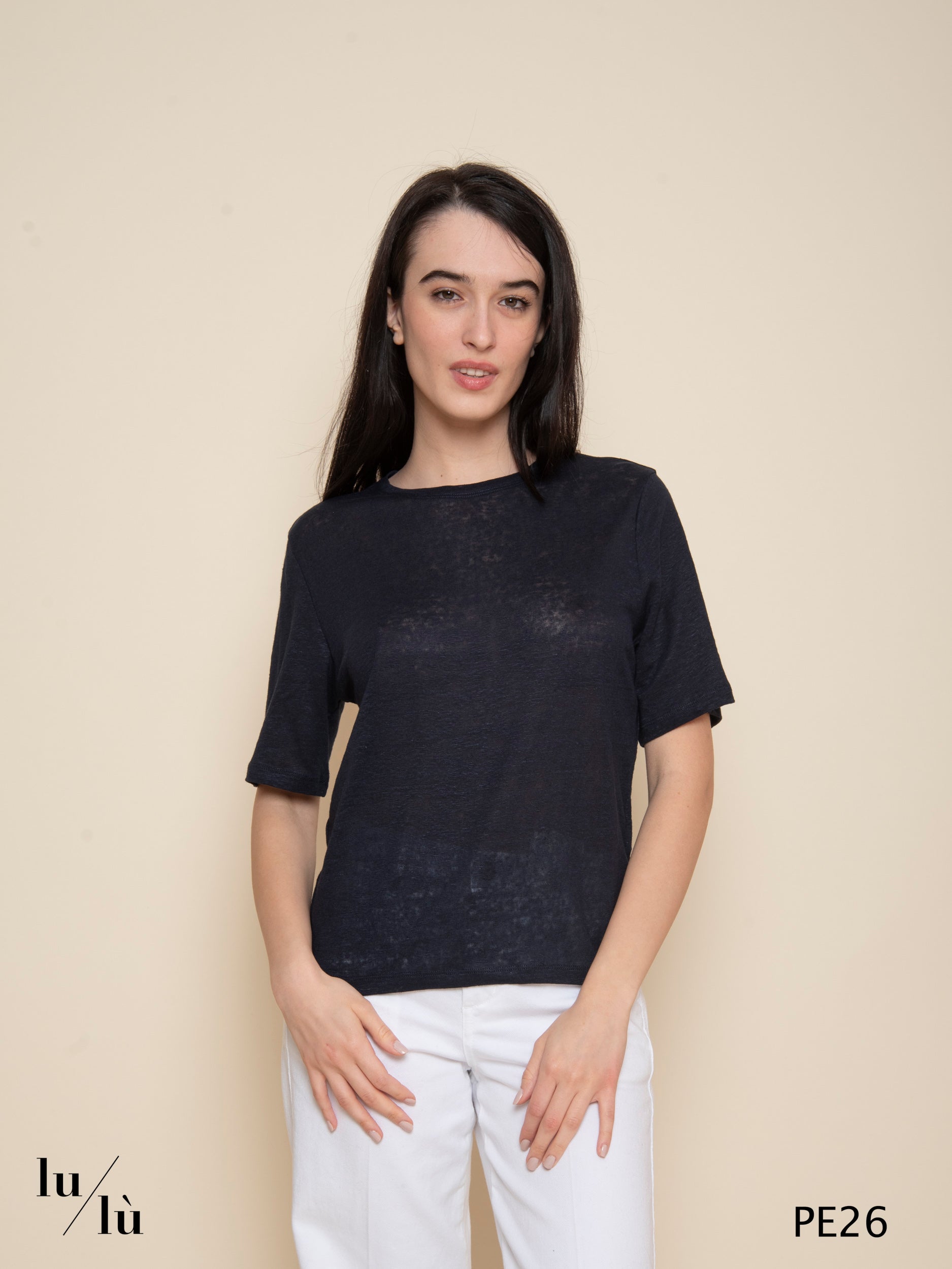 Hana Marine - T-shirt donna in puro lino