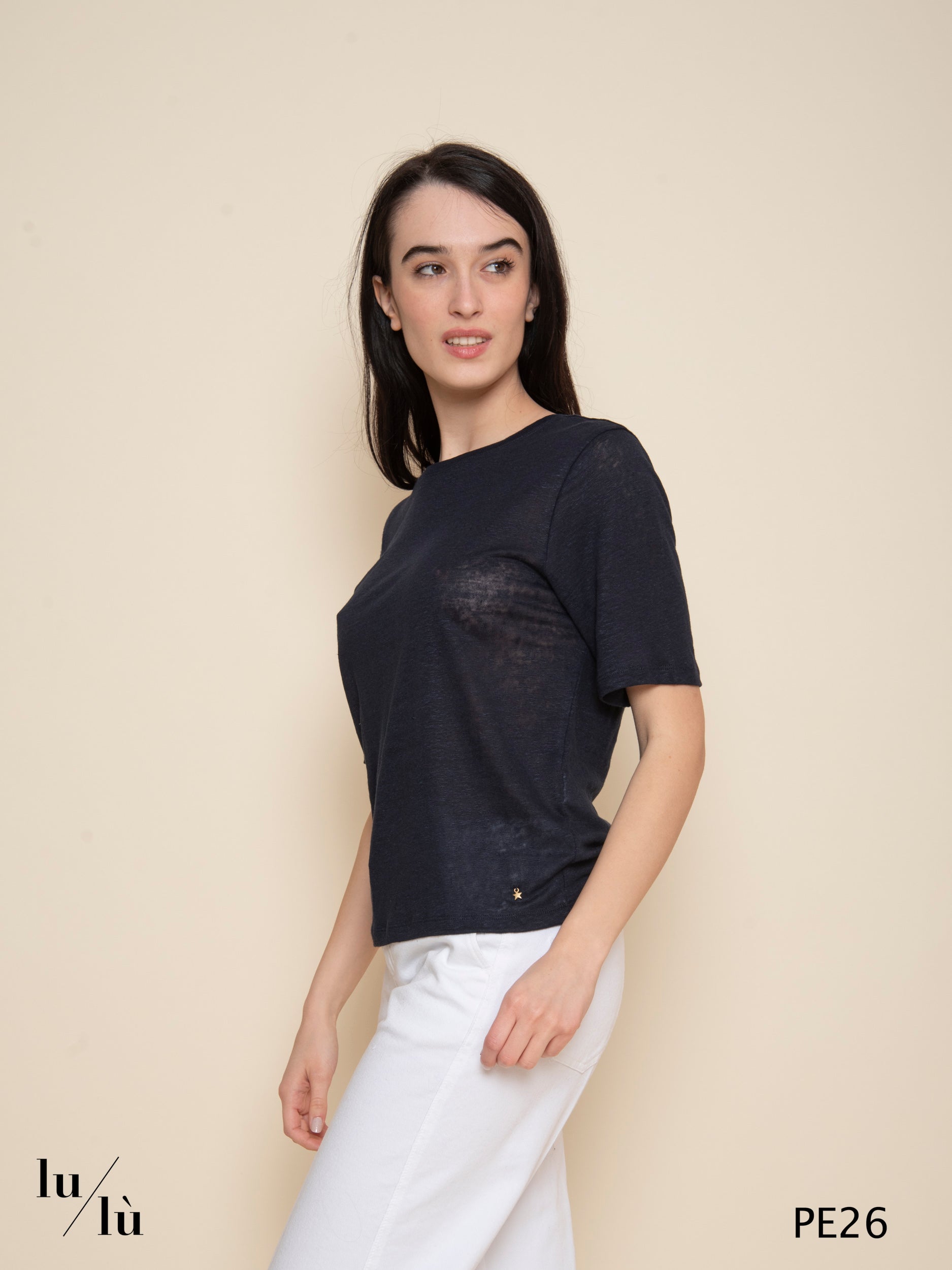 Hana Marine - T-shirt donna in puro lino
