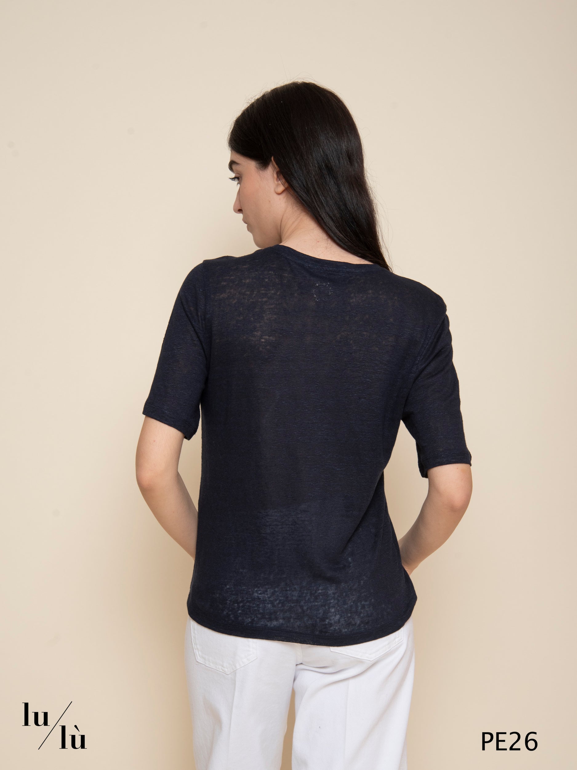 Hana Marine - T-shirt donna in puro lino