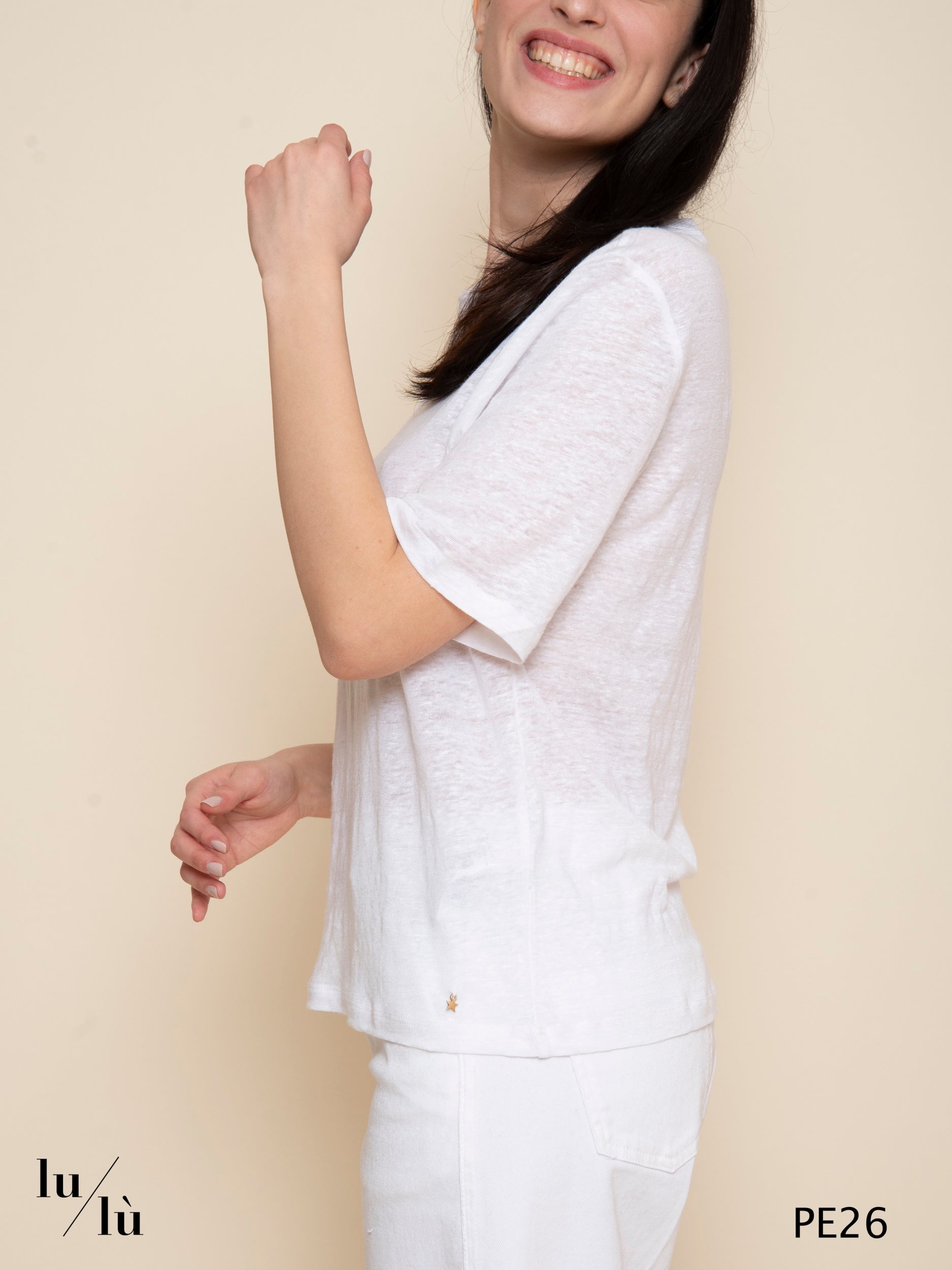 Hana Bianca - T-shirt donna in puro lino