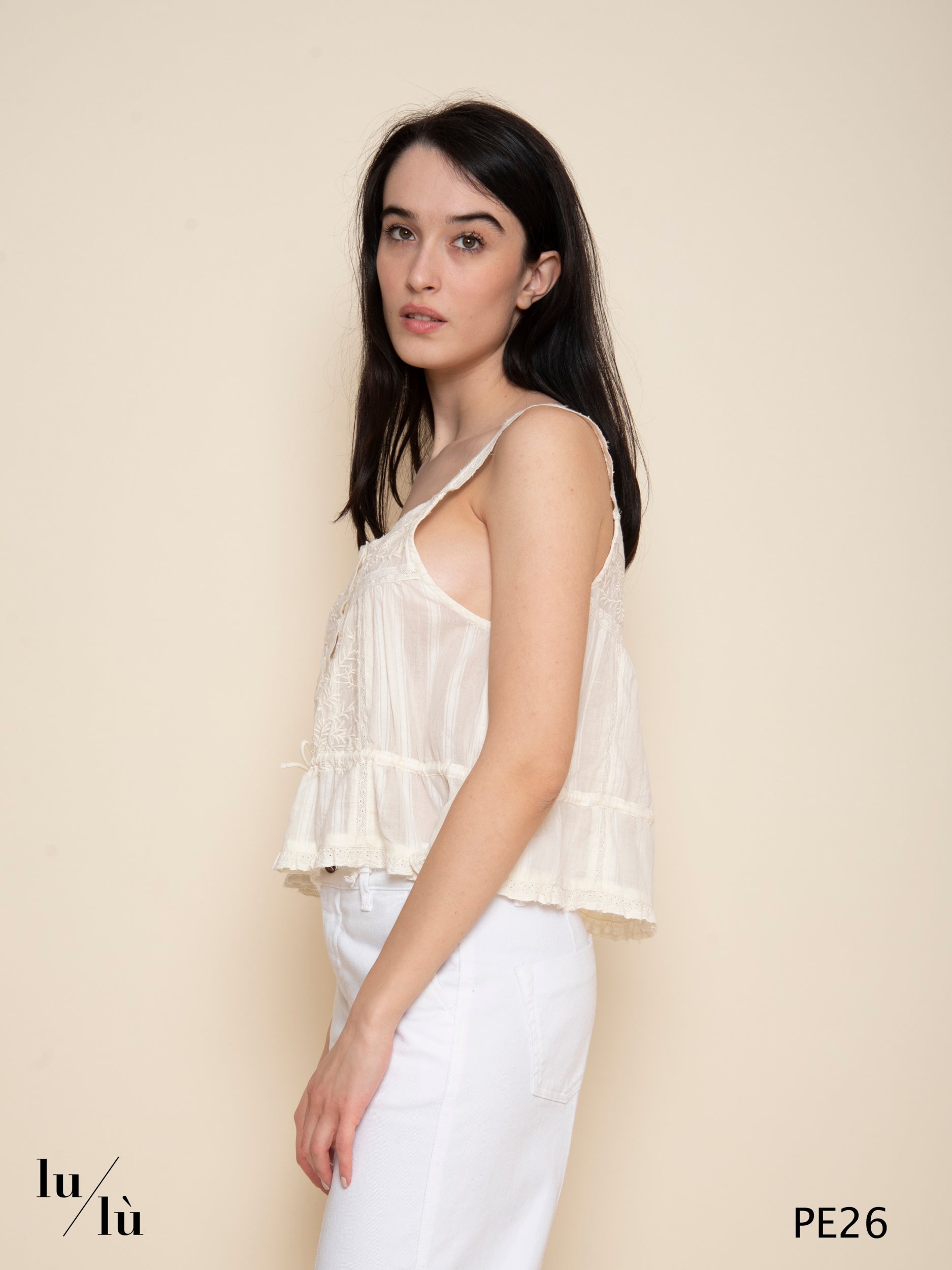 Constanza - Top donna ricamato in cotone