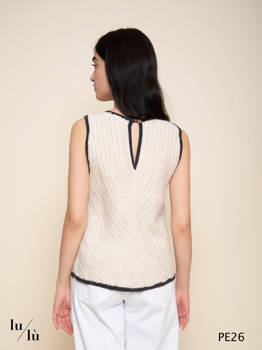 Jade - Top donna in cotone con bordi a contrasto