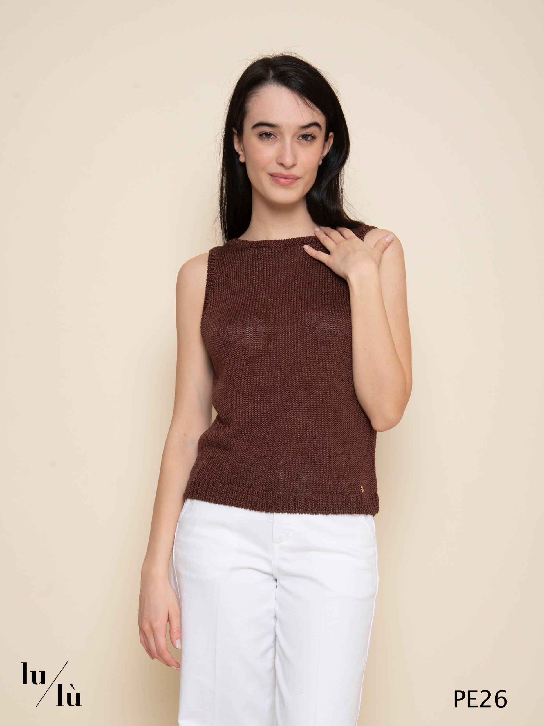 Carlota Chocolate - Canotta donna in maglia