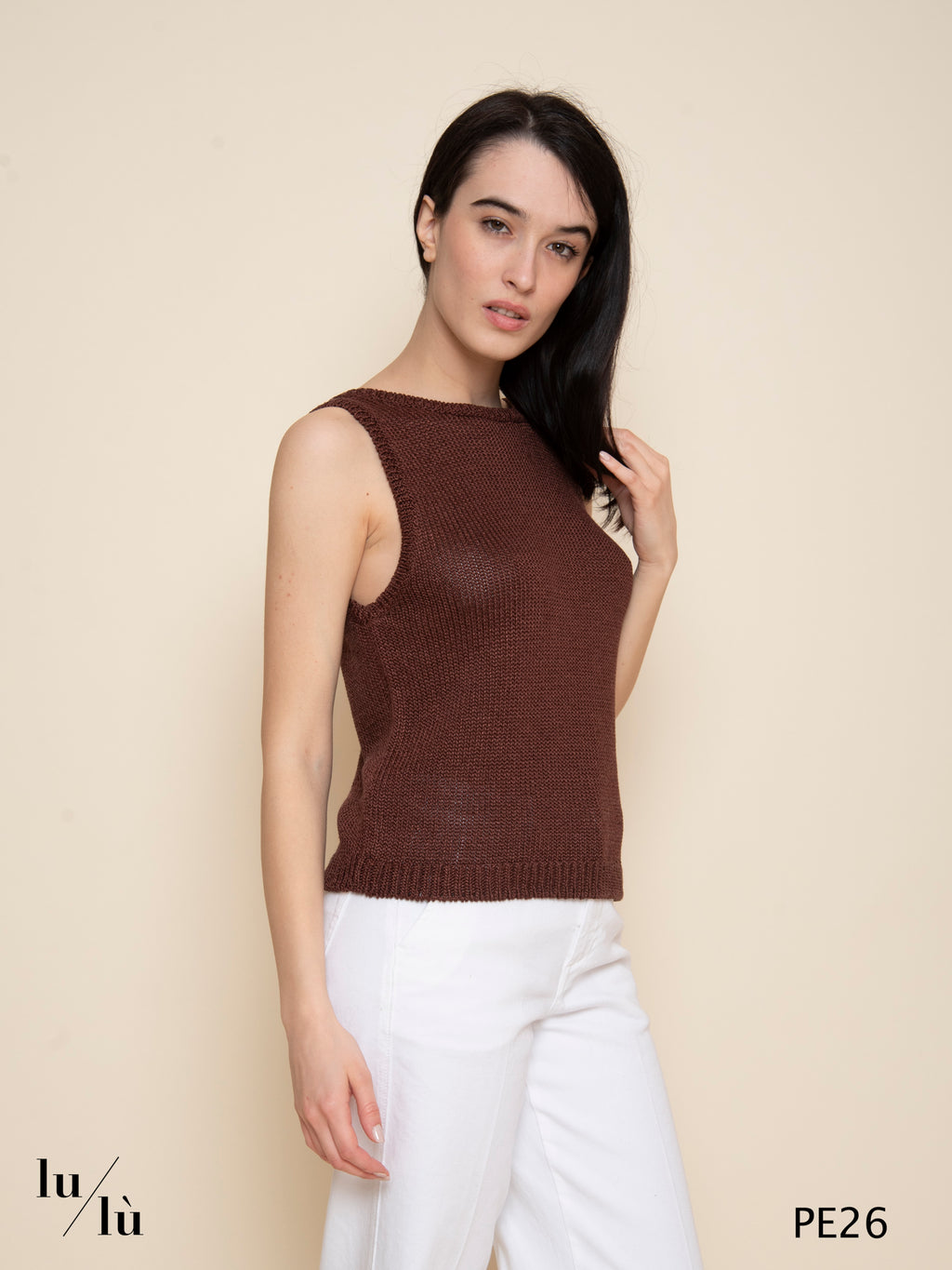 Carlota Chocolate - Canotta donna in maglia
