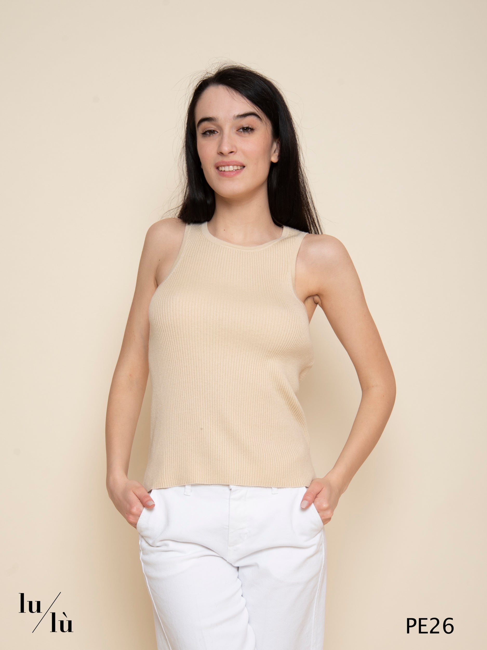 Mael - Canotta donna a costine in cotone e seta