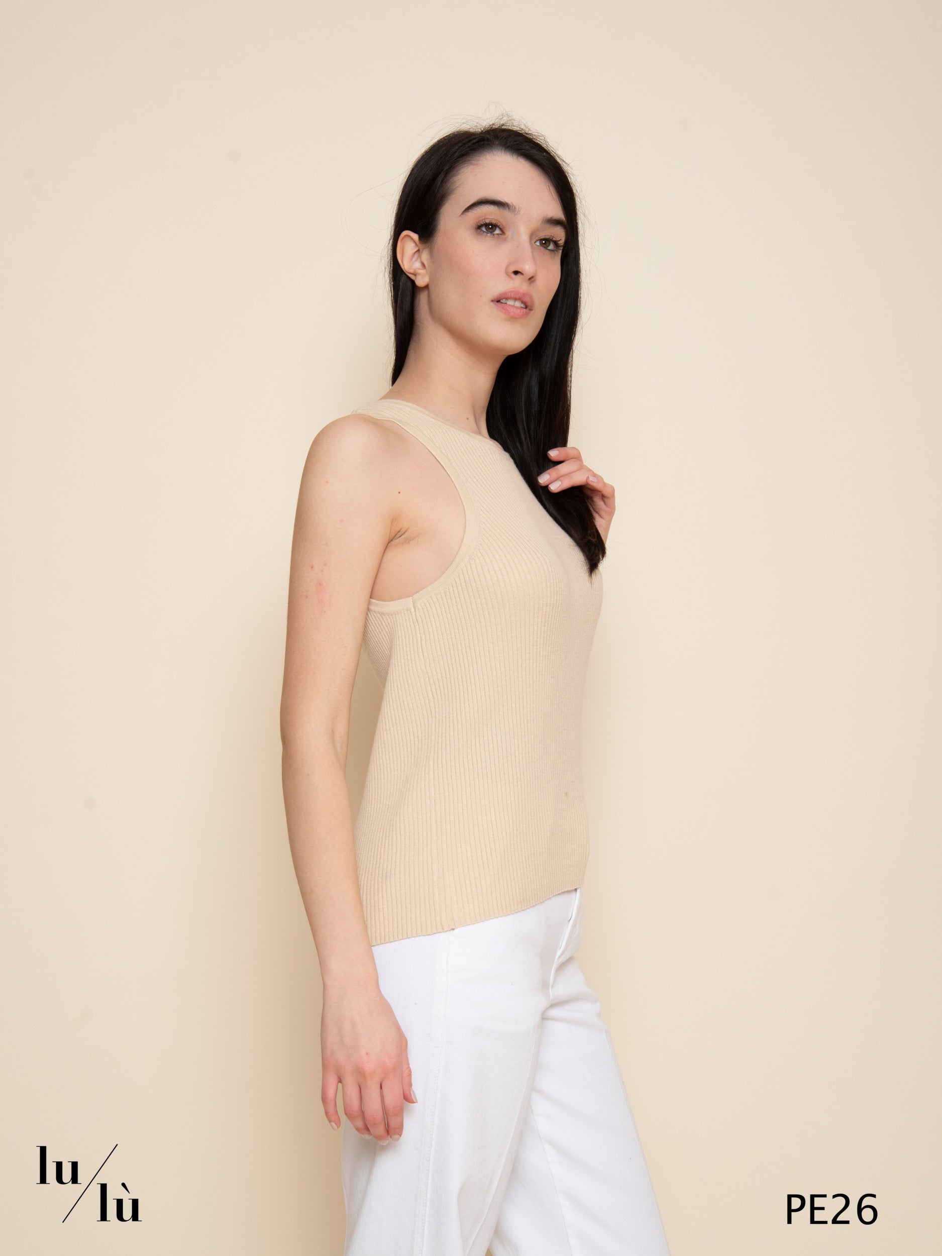 Mael - Canotta donna a costine in cotone e seta