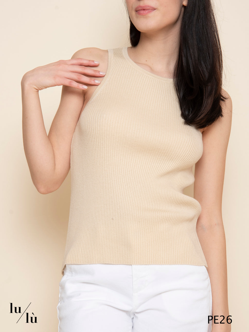 Mael - Canotta donna a costine in cotone e seta