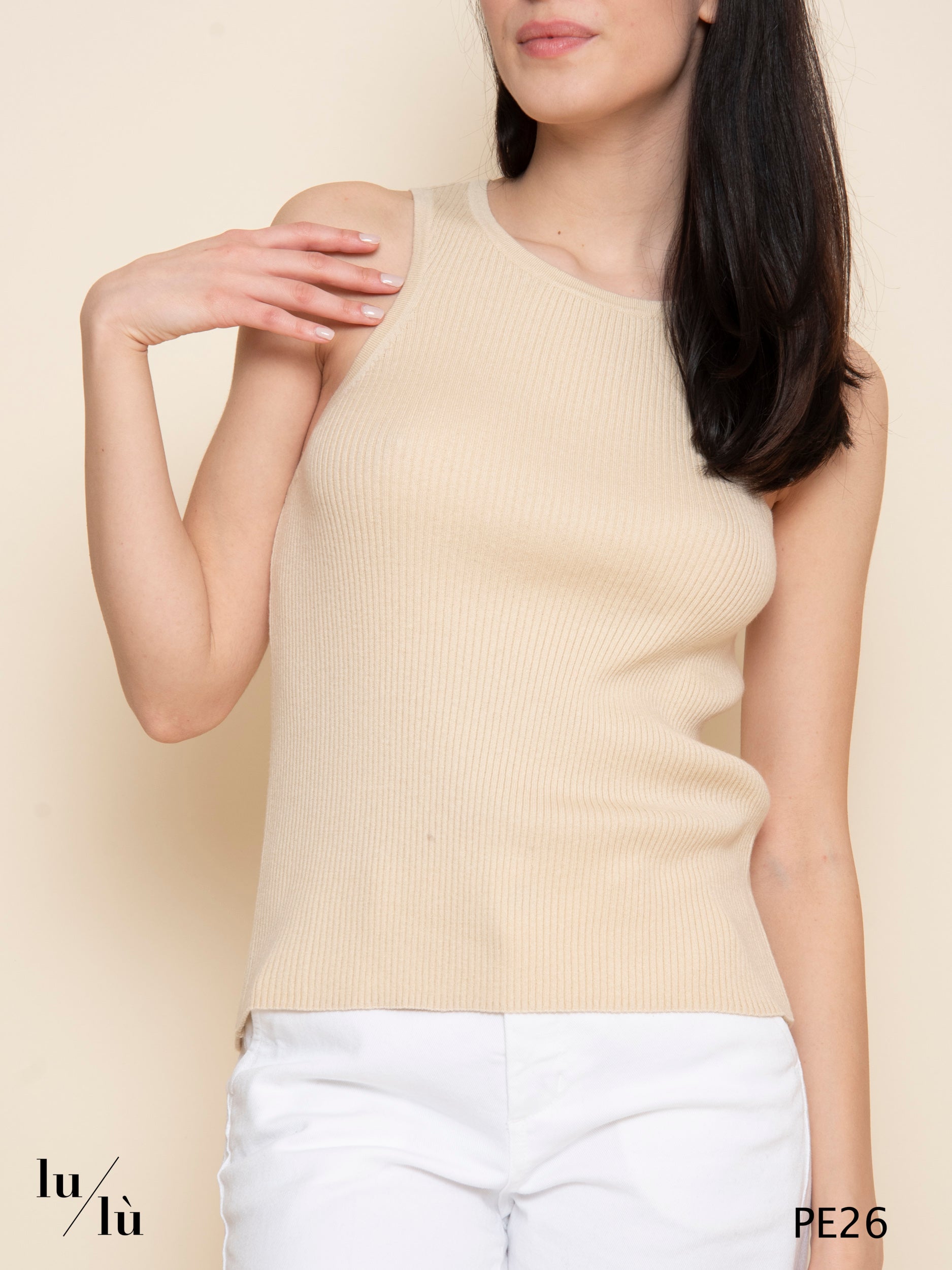 Mael - Canotta donna a costine in cotone e seta