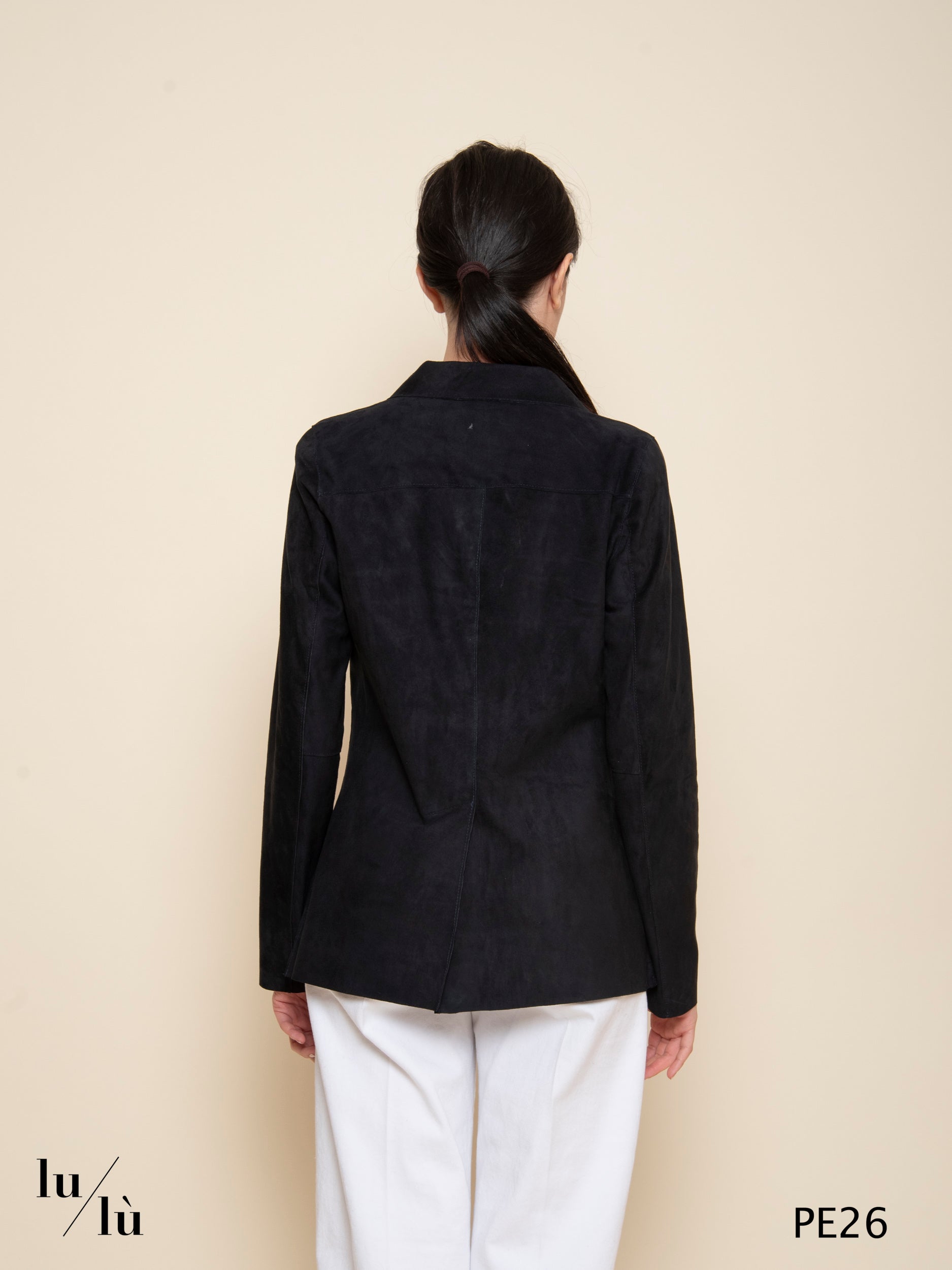 Domitilla Blu Notte - Giacca donna in pelle scamosciata