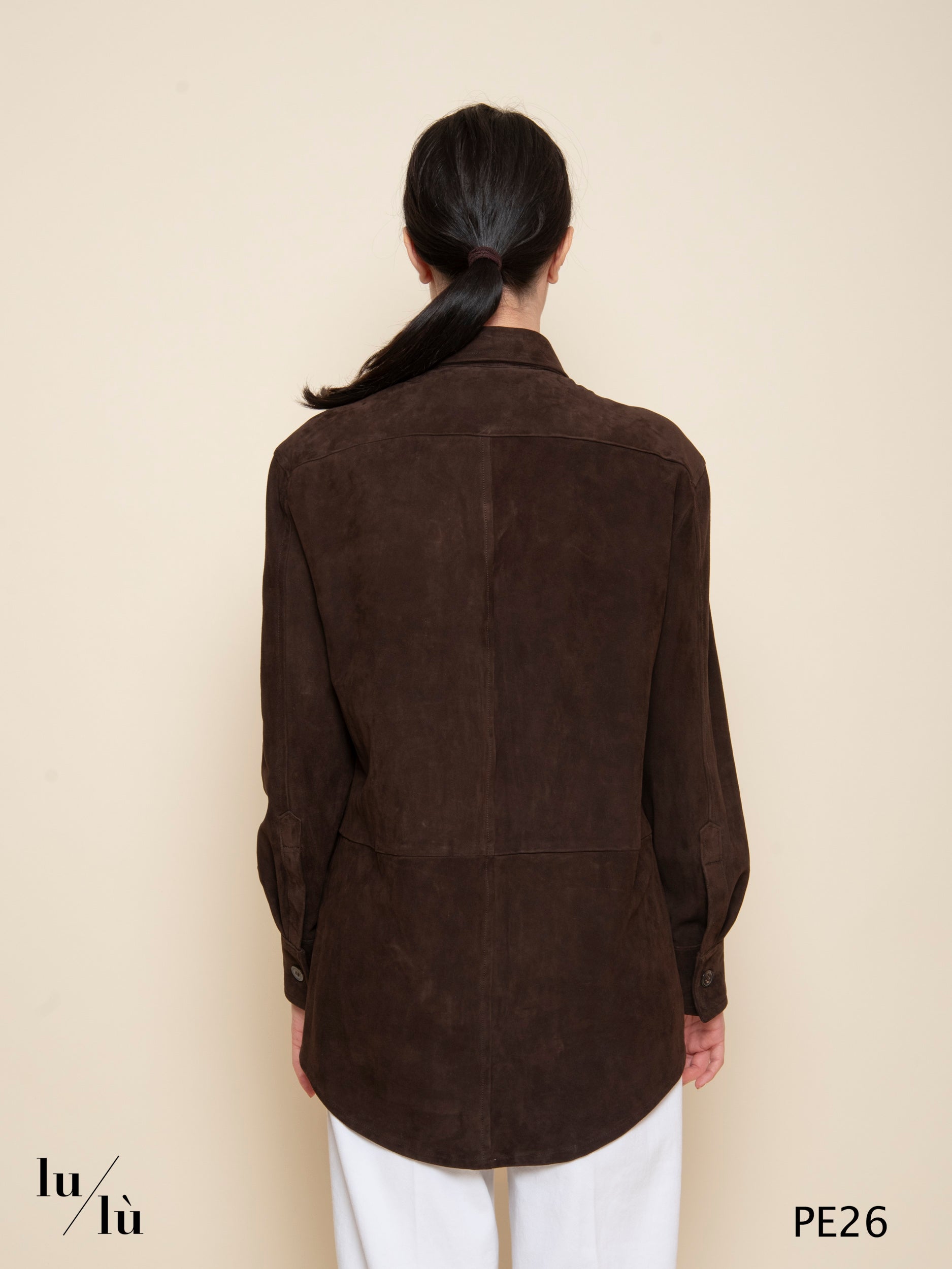 Alessia Moro - Overshirt donna in pelle scamosciata