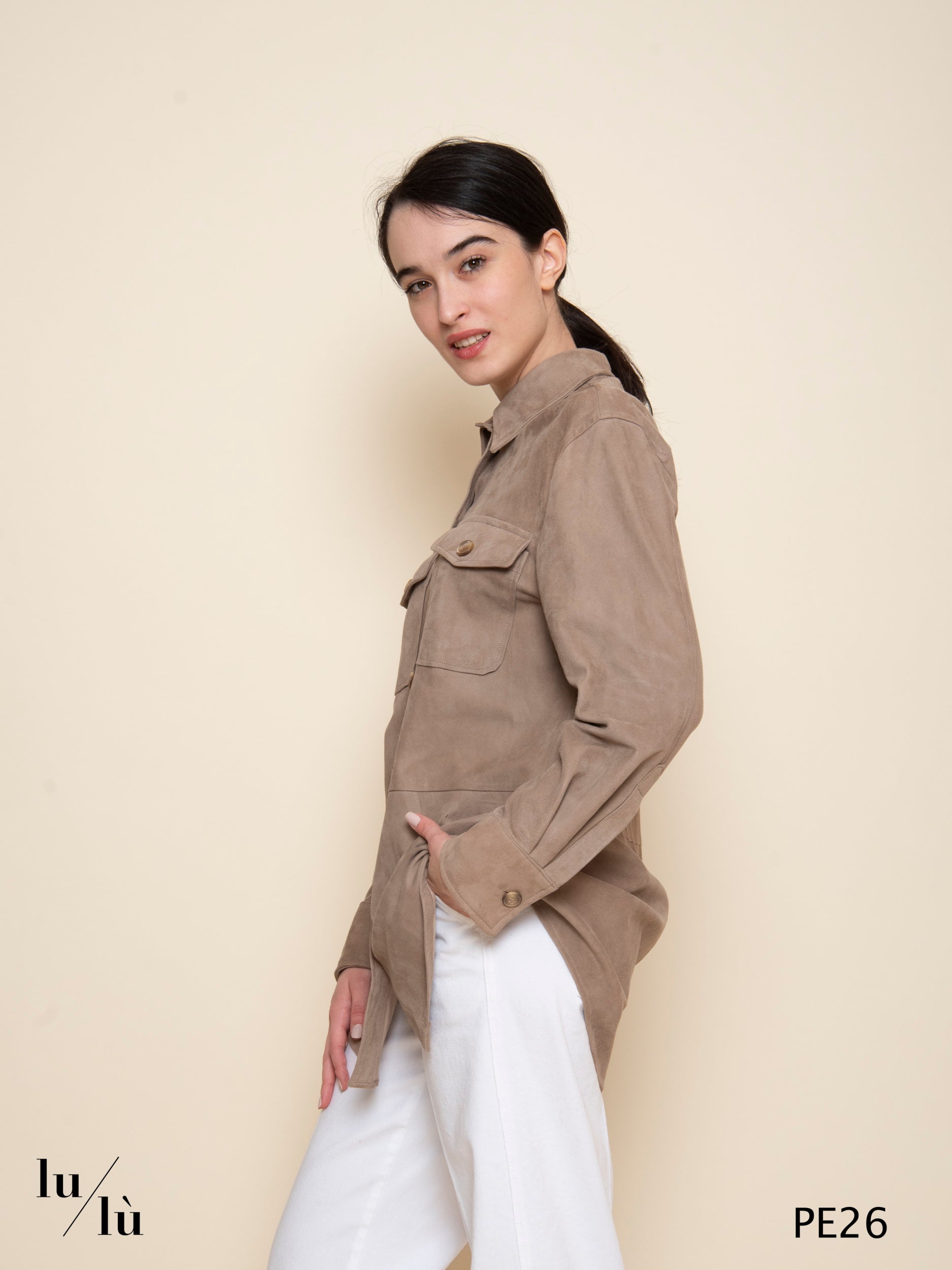 Alessia Spago - Overshirt donna in pelle scamosciata