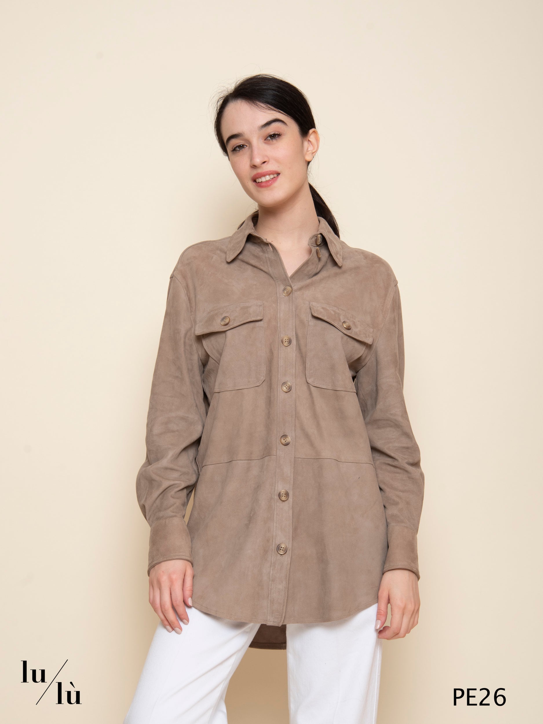 Alessia Spago - Overshirt donna in pelle scamosciata