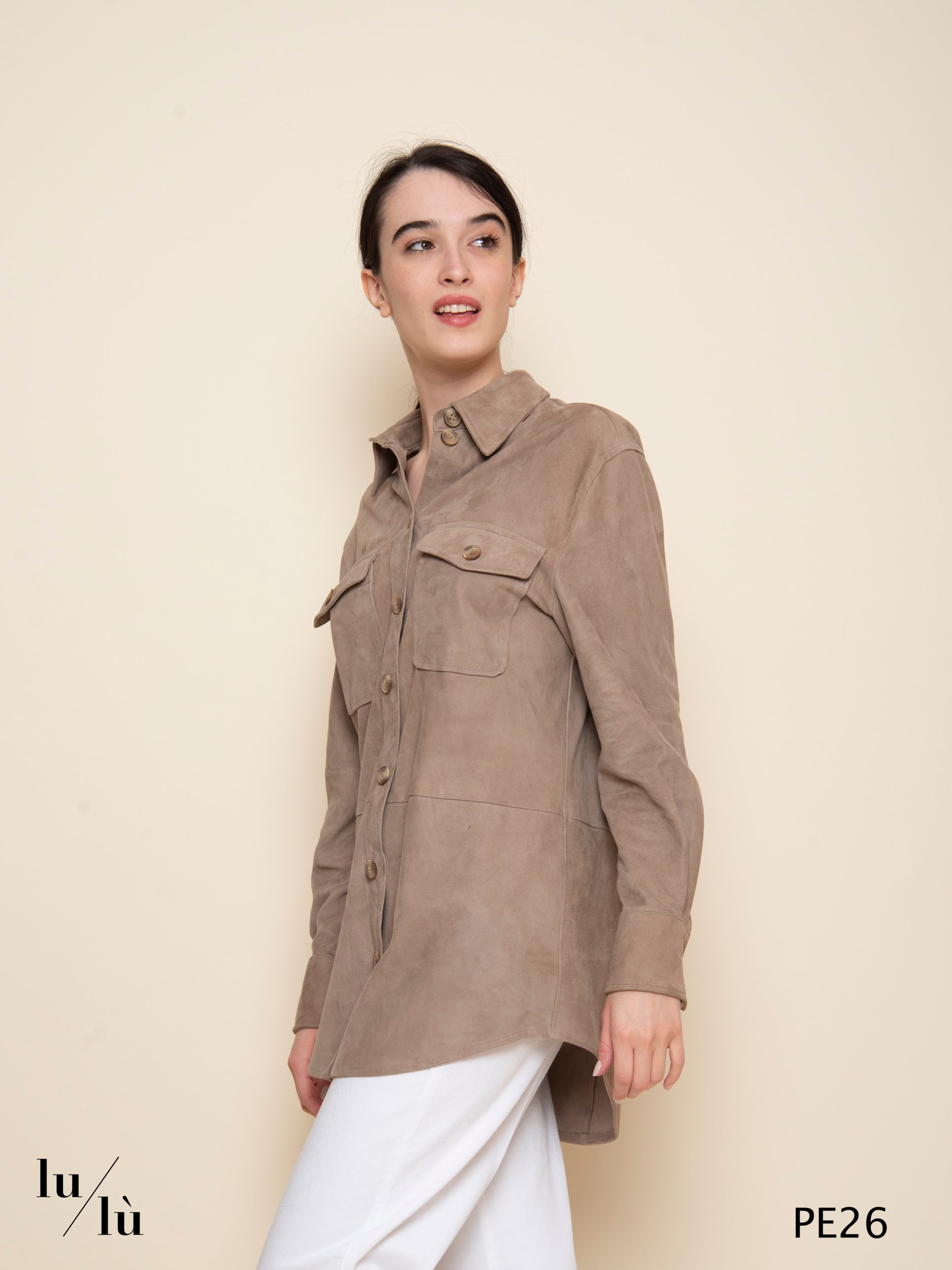 Alessia Spago - Overshirt donna in pelle scamosciata