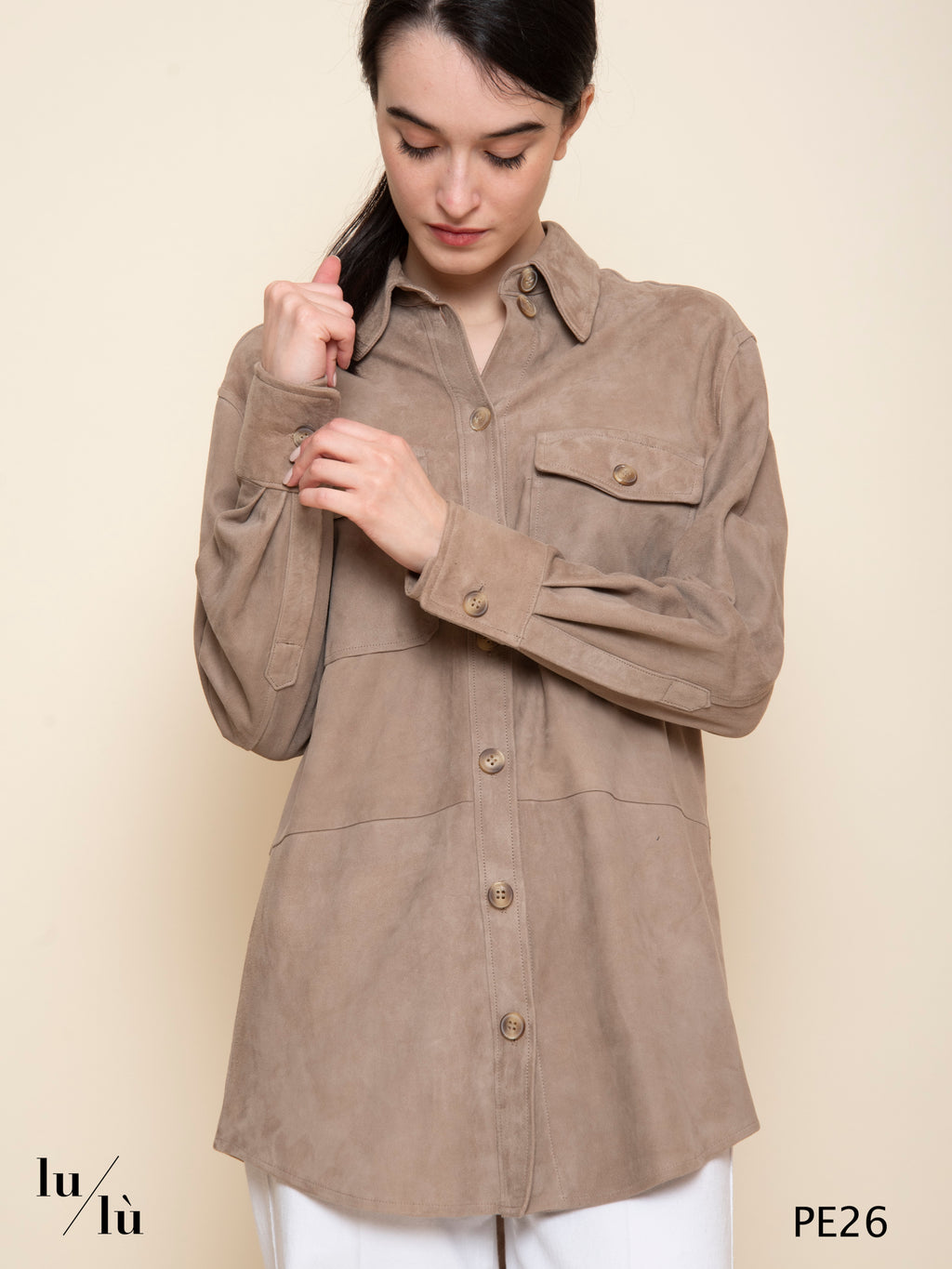 Alessia Spago - Overshirt donna in pelle scamosciata
