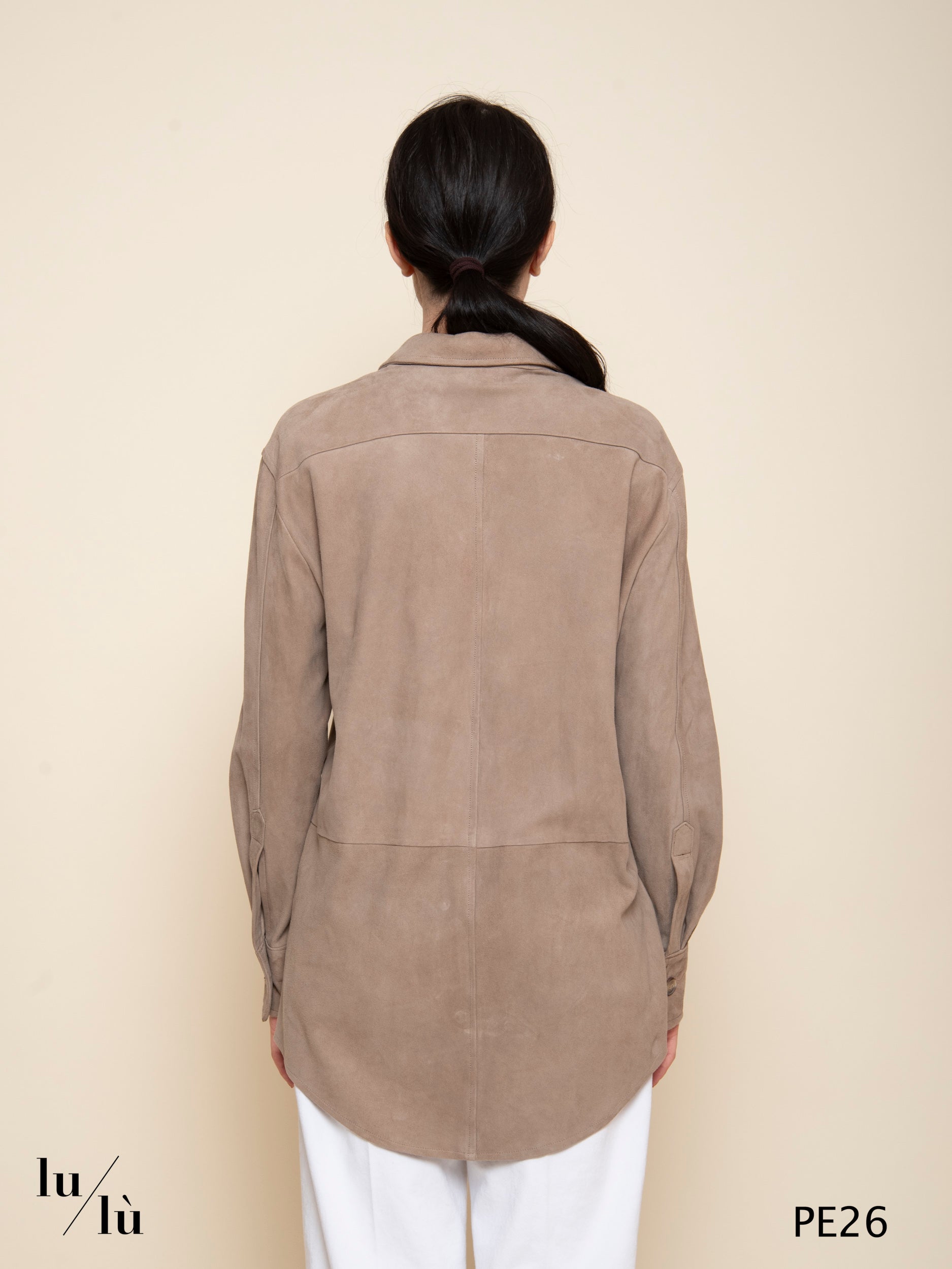 Alessia Spago - Overshirt donna in pelle scamosciata