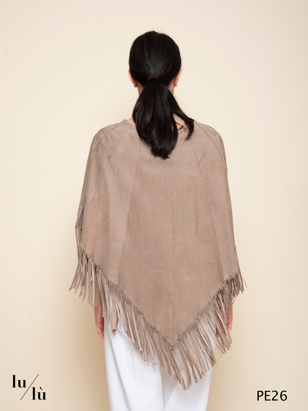 Irene Spago - Cappa donna in pelle scamosciata con frange