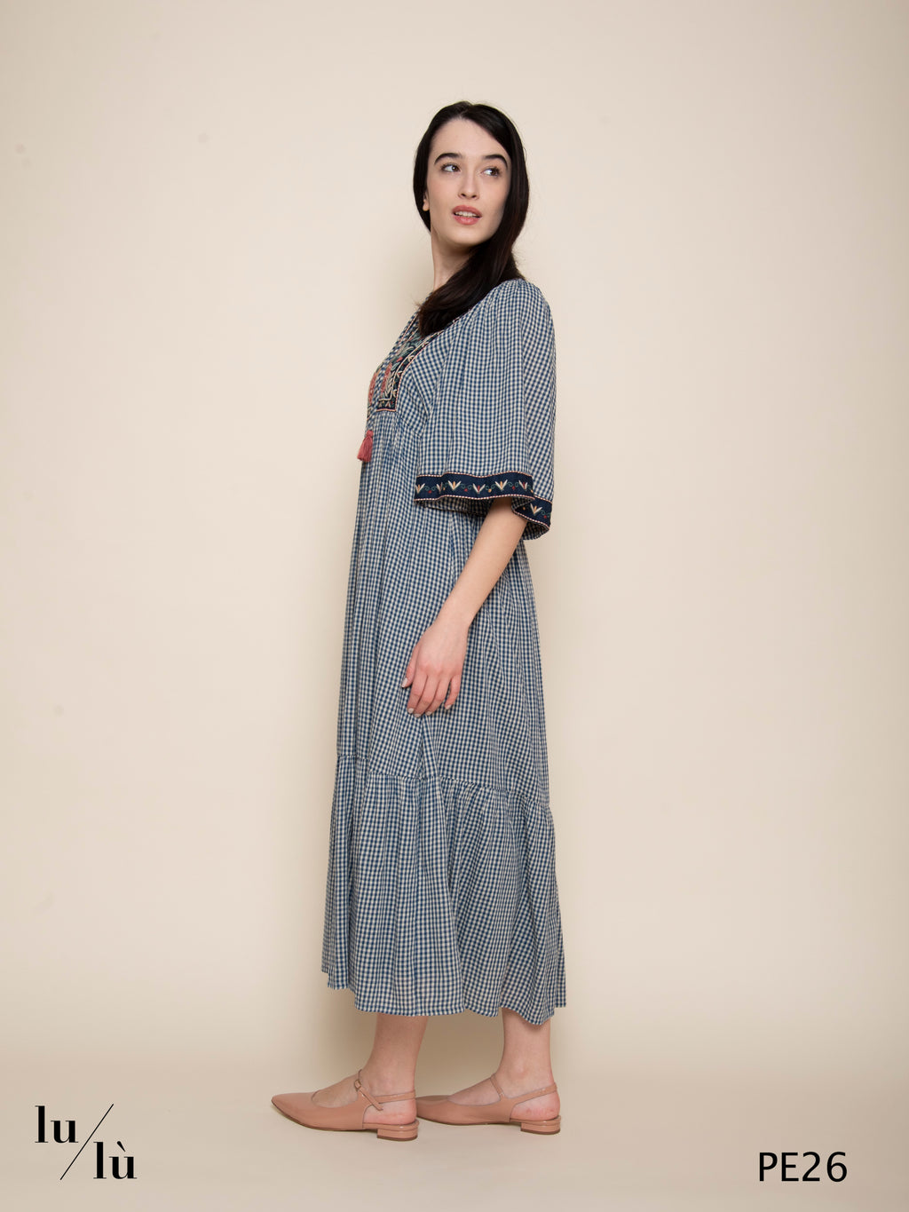 Augusta - Abito donna midi ricamato in cotone