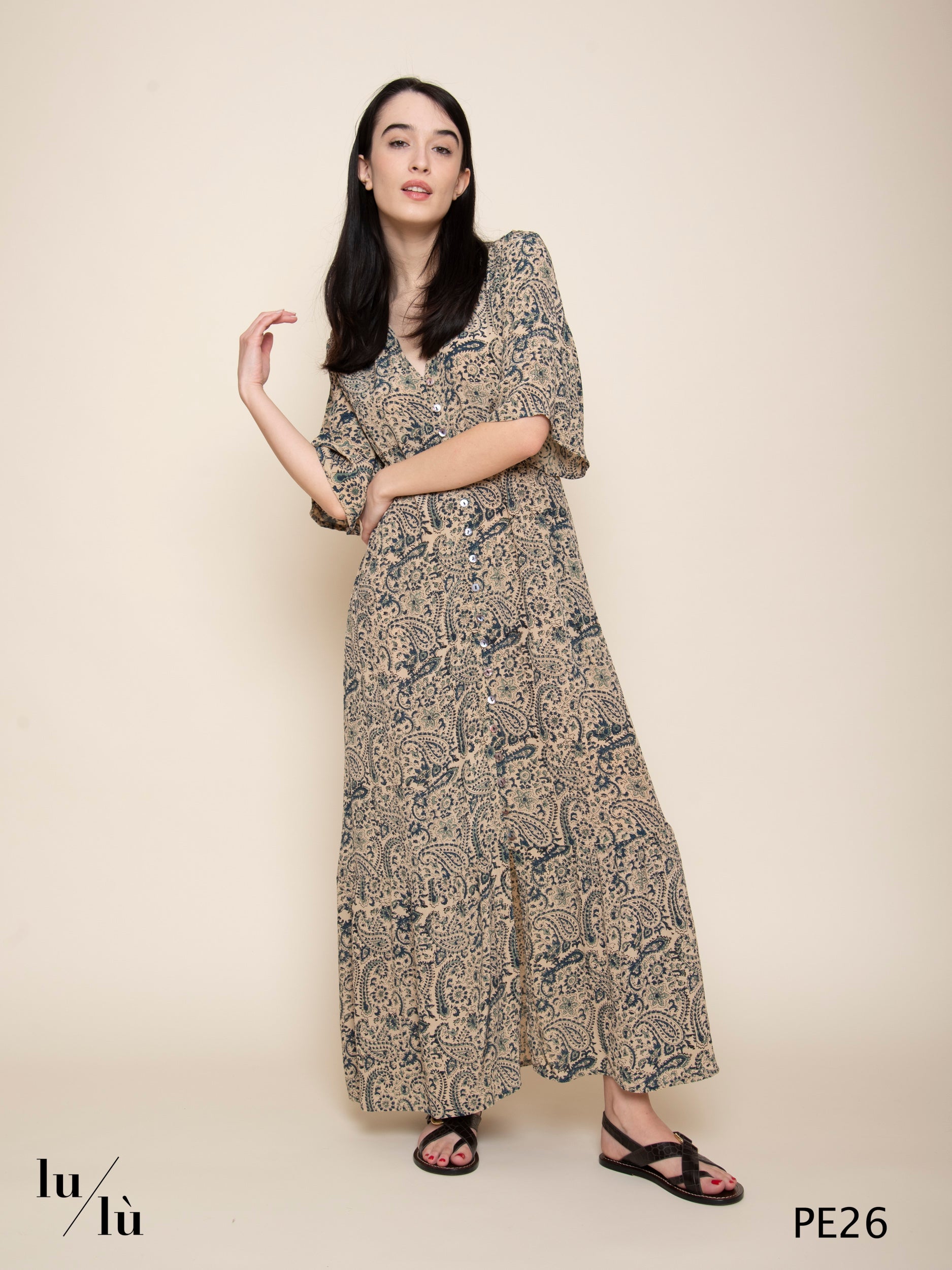 Manuela - Abito donna lungo in viscosa stampa paisley