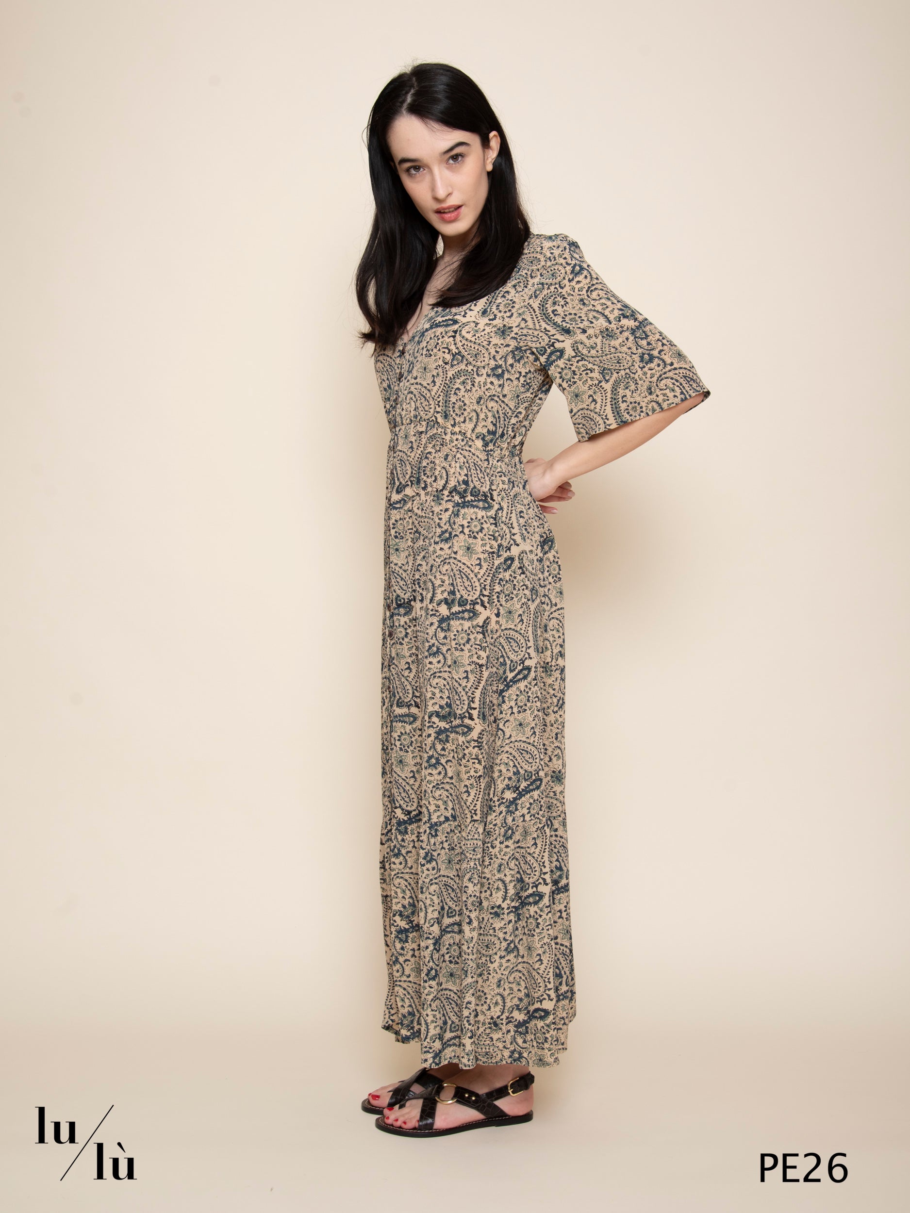 Manuela - Abito donna lungo in viscosa stampa paisley