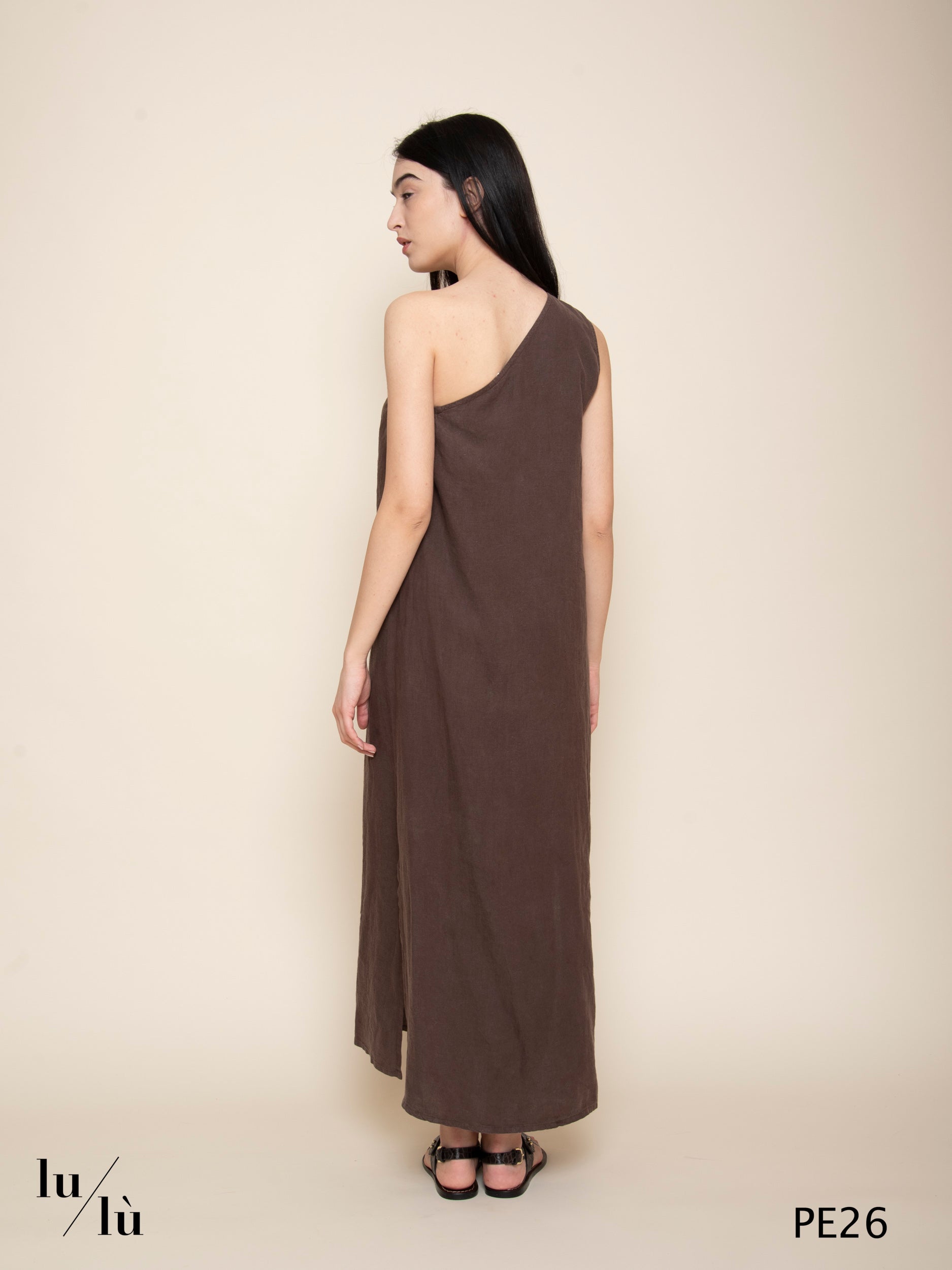 Rihana - Abito donna lungo monospalla in puro lino