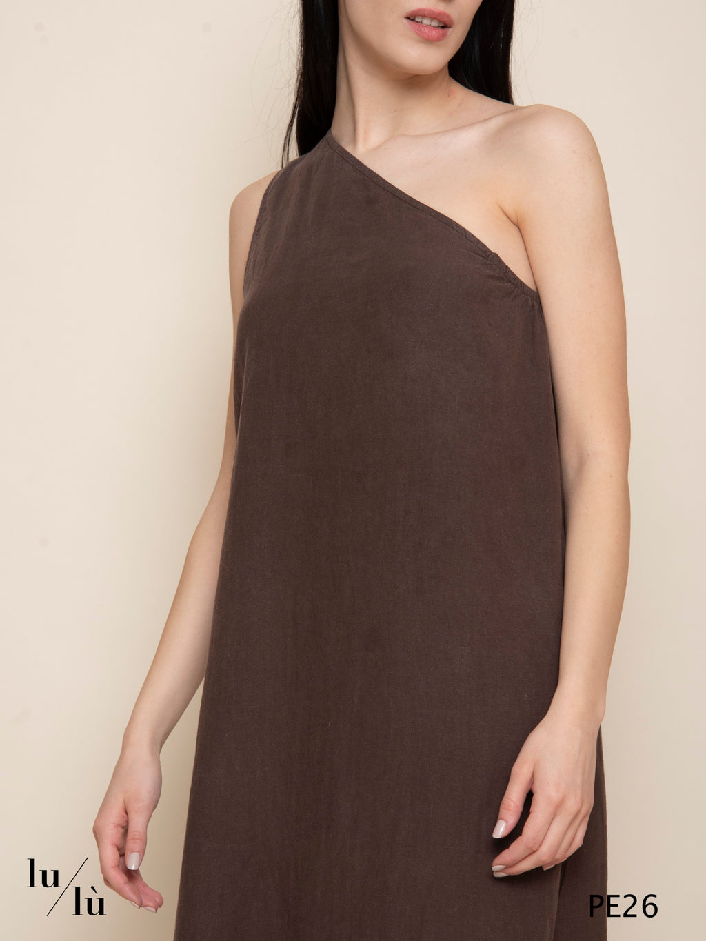 Rihana - Abito donna lungo monospalla in puro lino