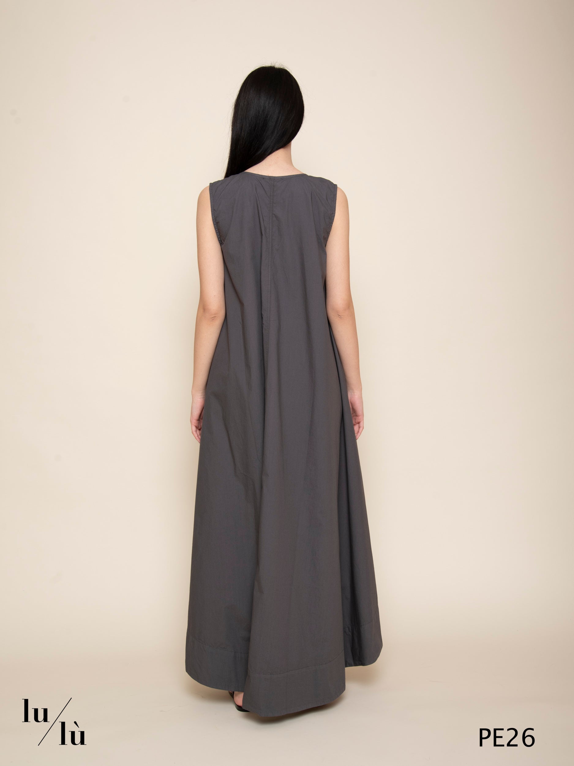 Emanuelle - Abito donna lungo in cotone con linea ampia