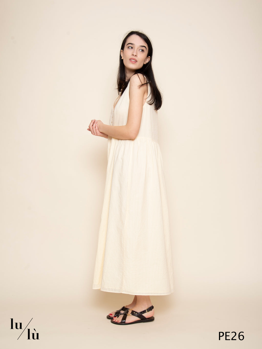 Santana - Abito donna lungo in cotone con bottoni