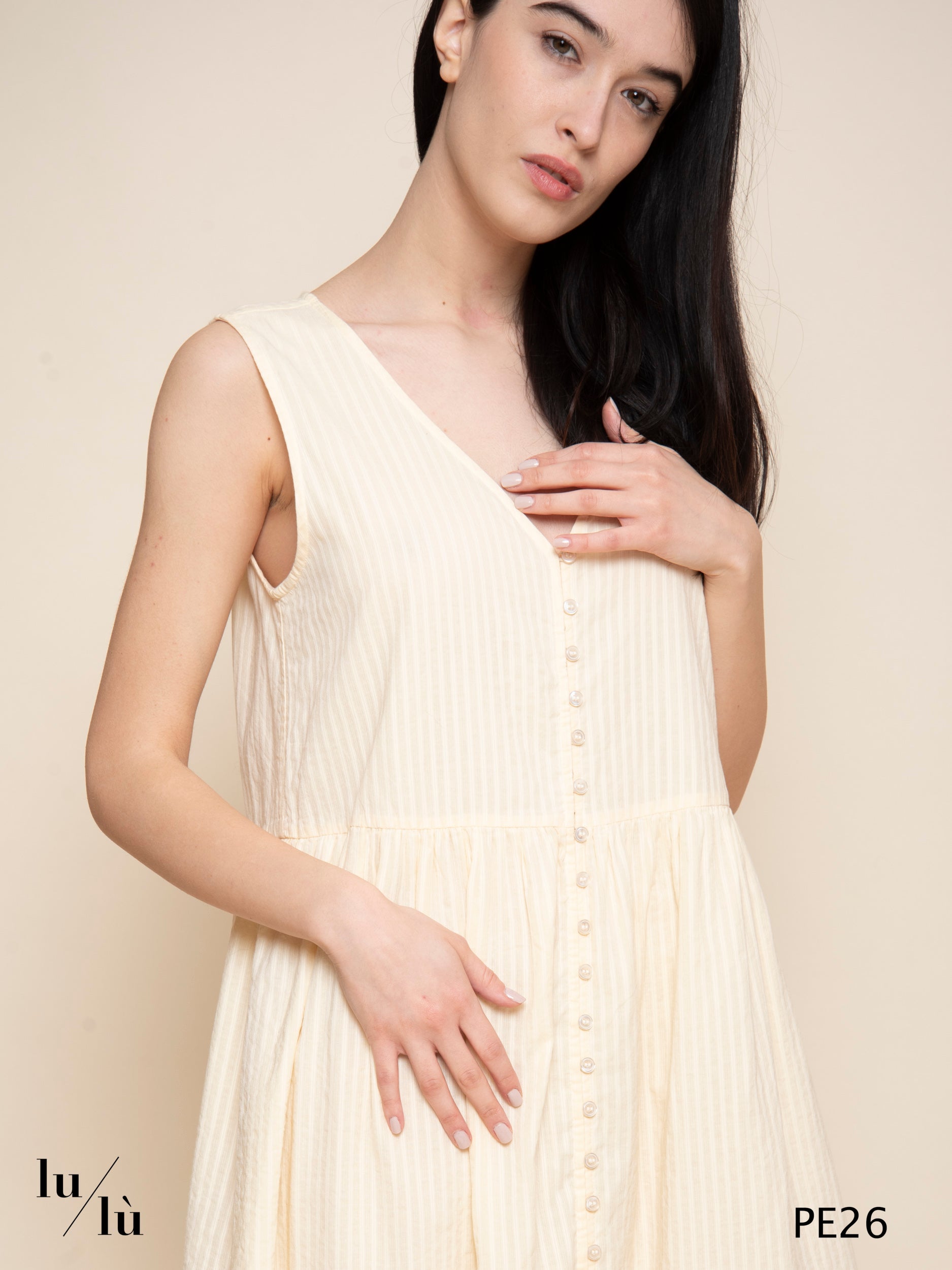 Santana - Abito donna lungo in cotone con bottoni