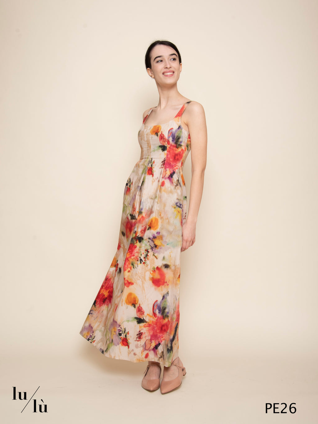 Shue - Abito donna midi in popeline di cotone stampato