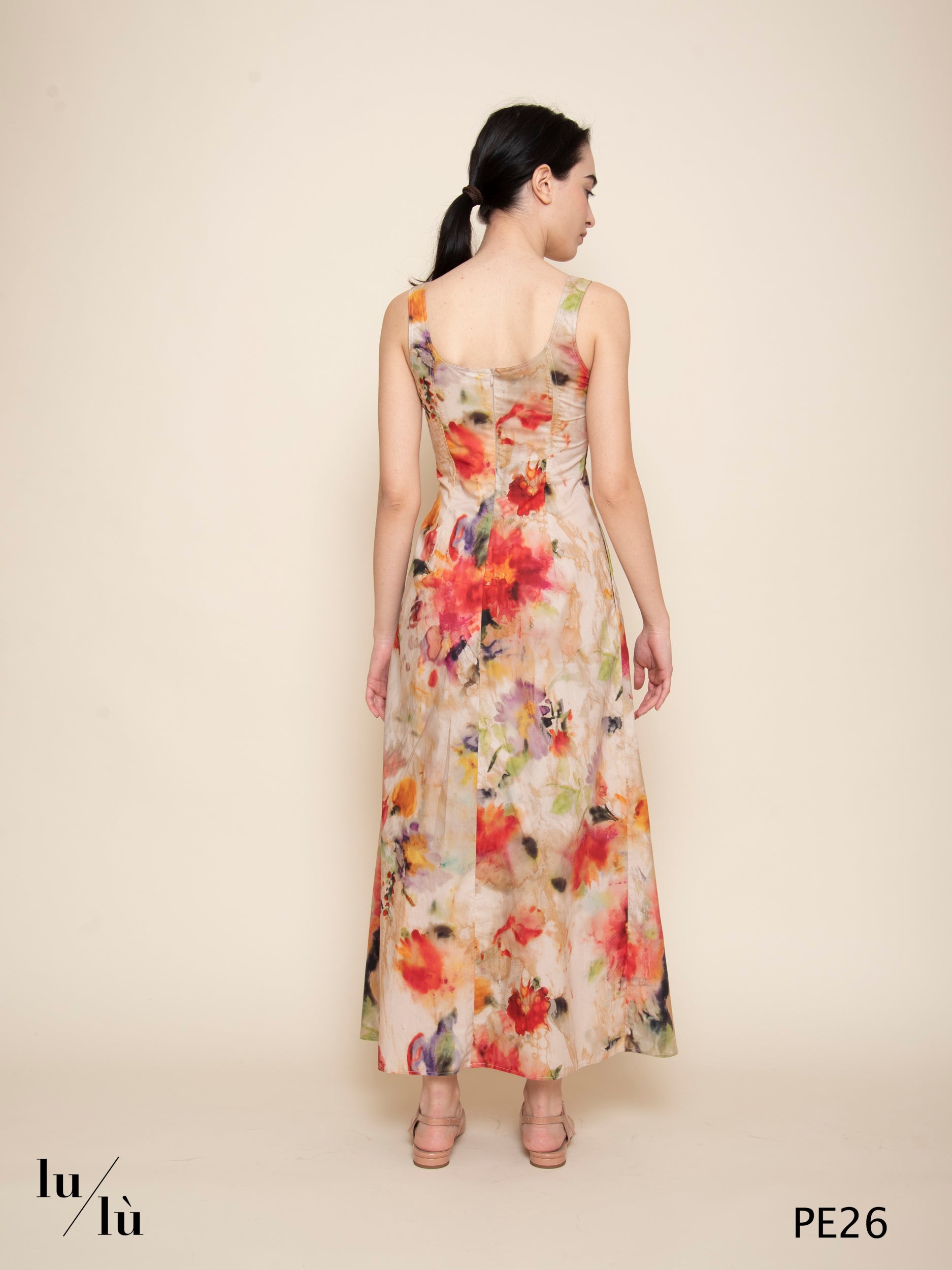 Shue - Abito donna midi in popeline di cotone stampato