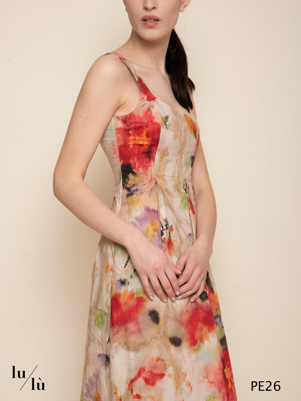 Shue - Abito donna midi in popeline di cotone stampato