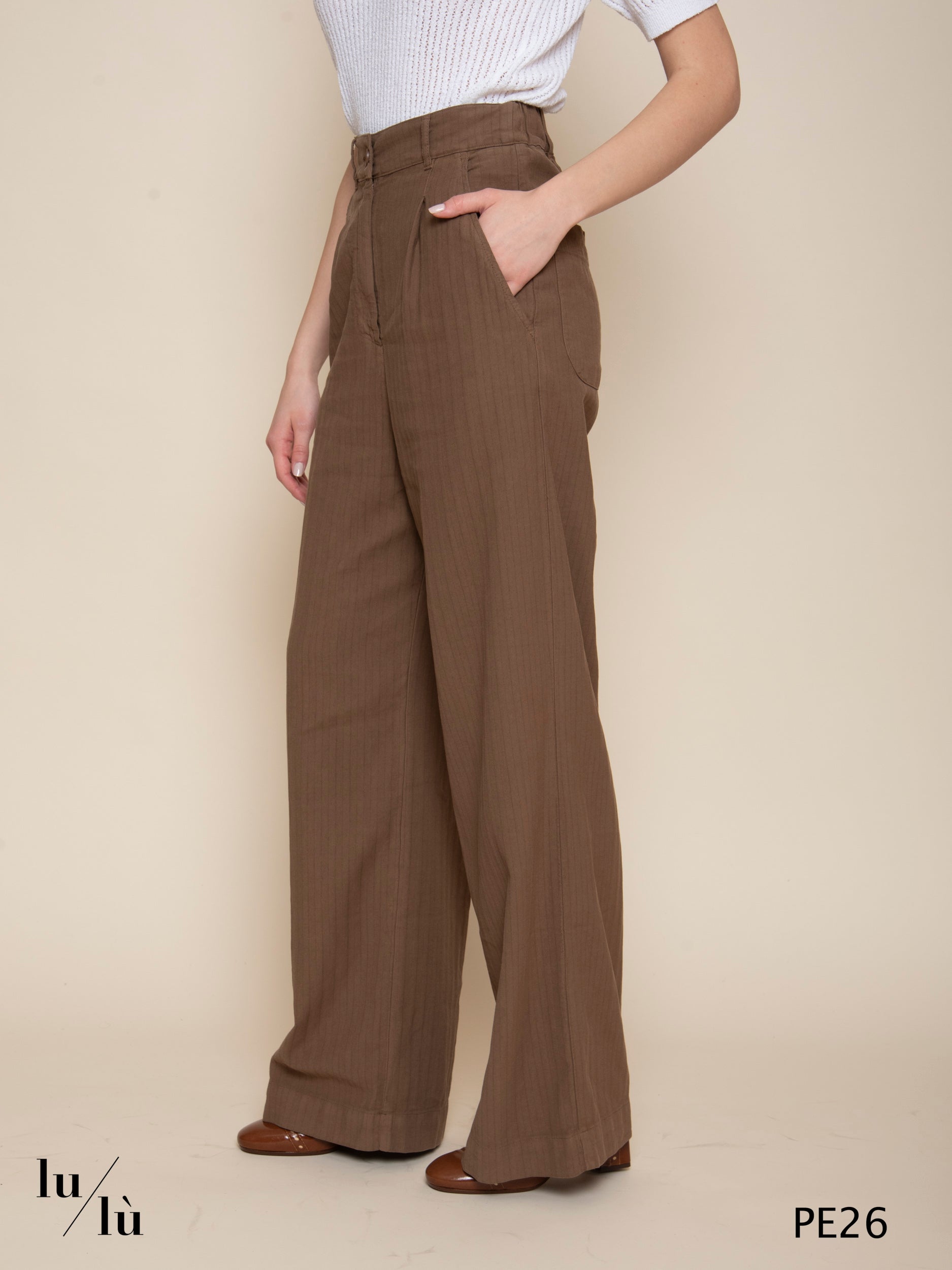 Oder - Pantalone donna in lino e cotone