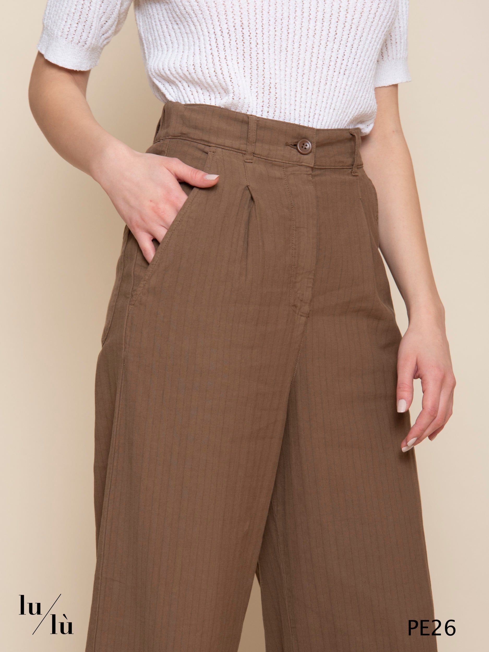 Oder - Pantalone donna in lino e cotone