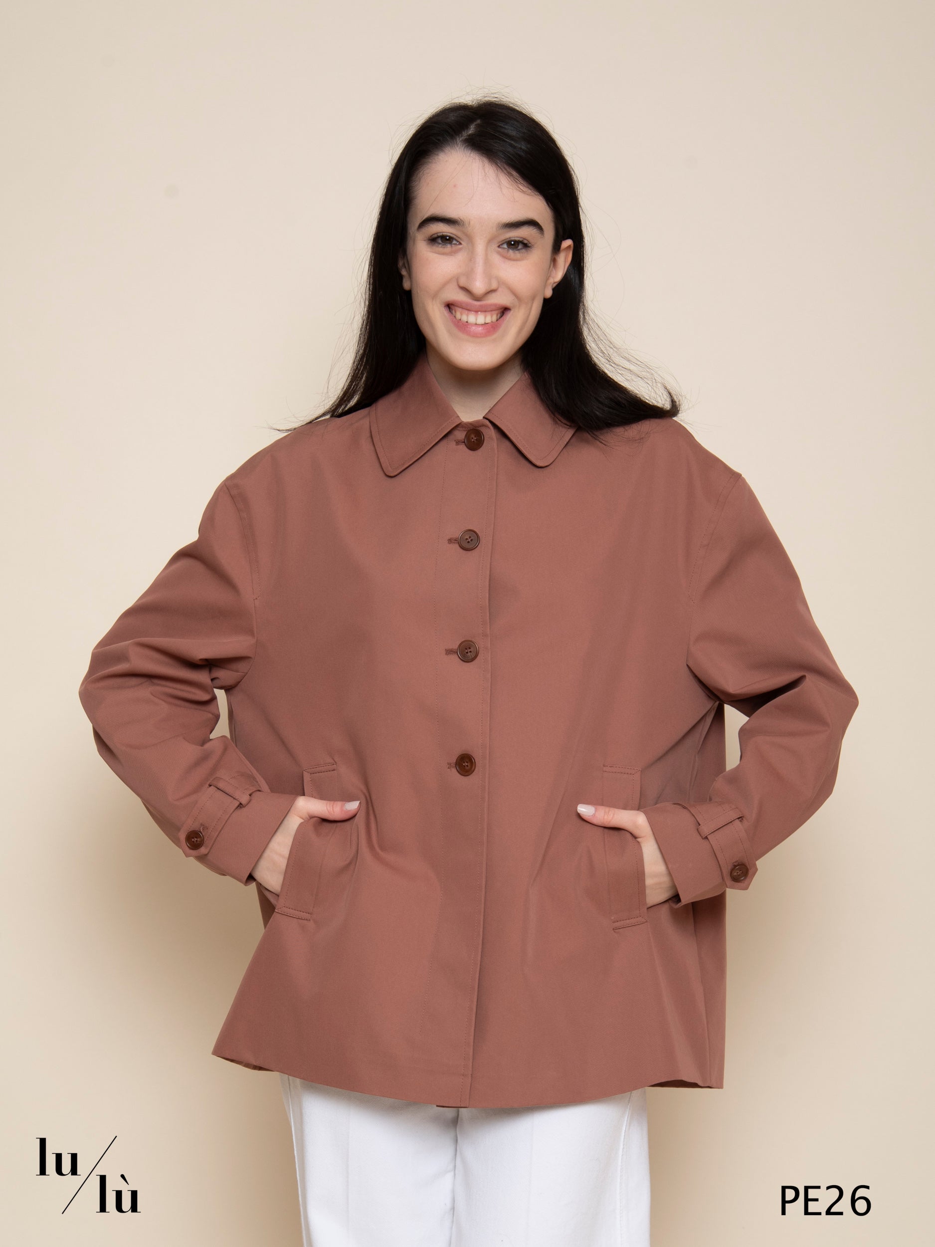 Maggie - Trench donna in cotone con fodera a righe