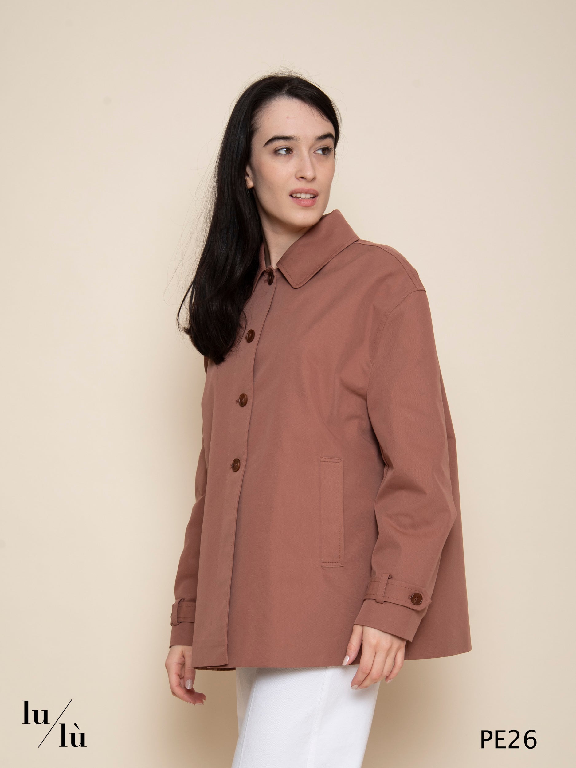 Maggie - Trench donna in cotone con fodera a righe