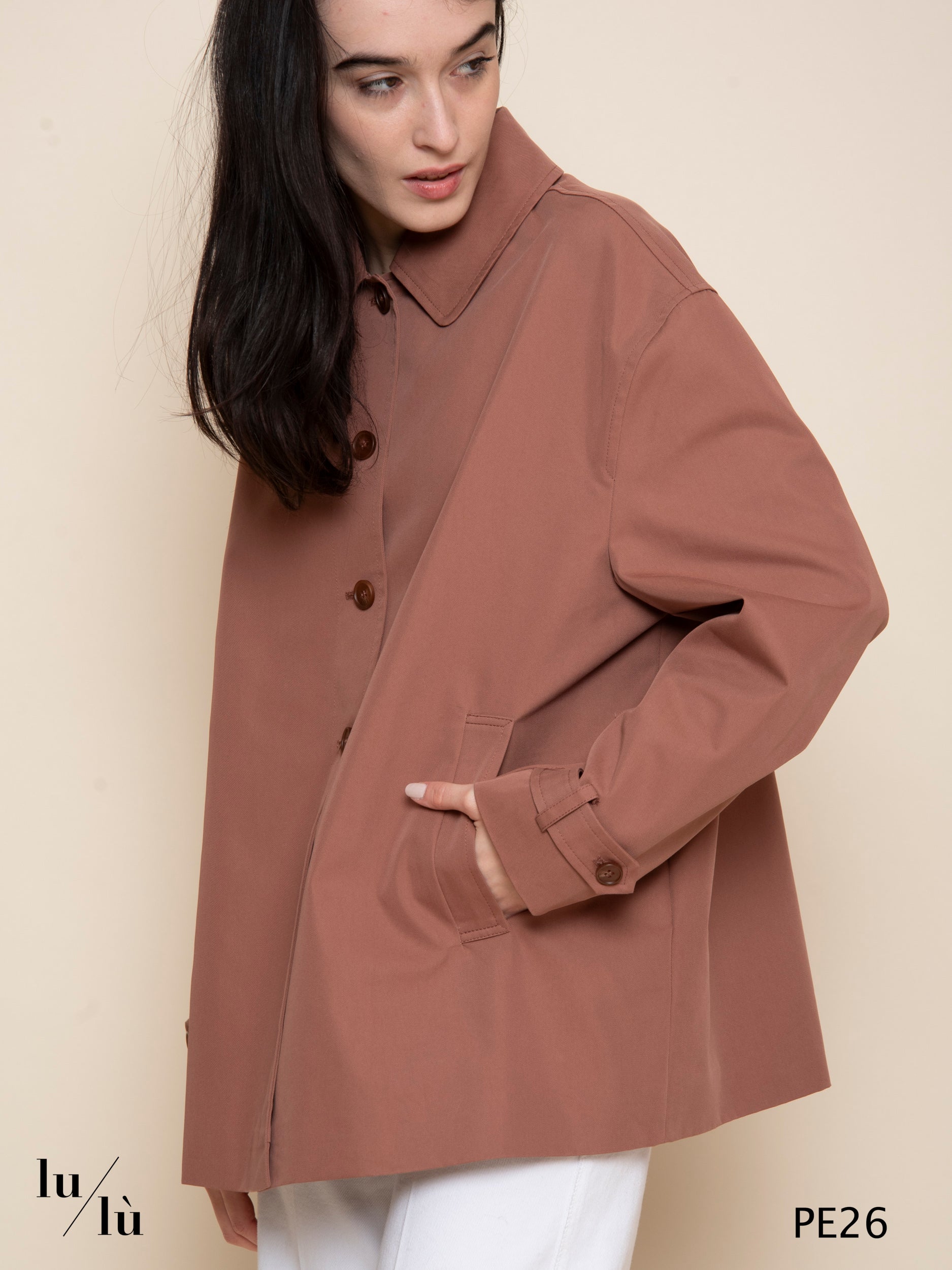 Maggie - Trench donna in cotone con fodera a righe
