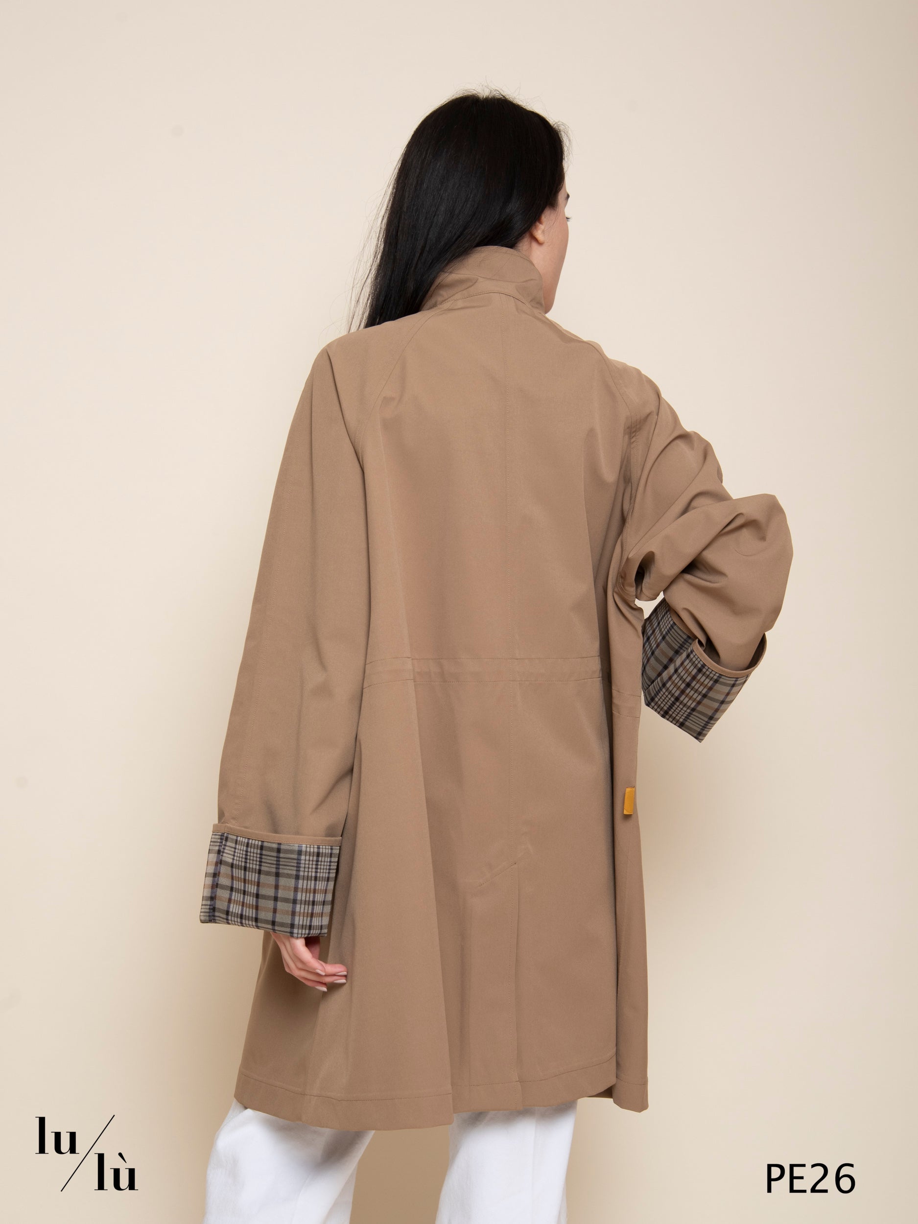 Narine - Trench donna tecnico Two Layers con polsini check