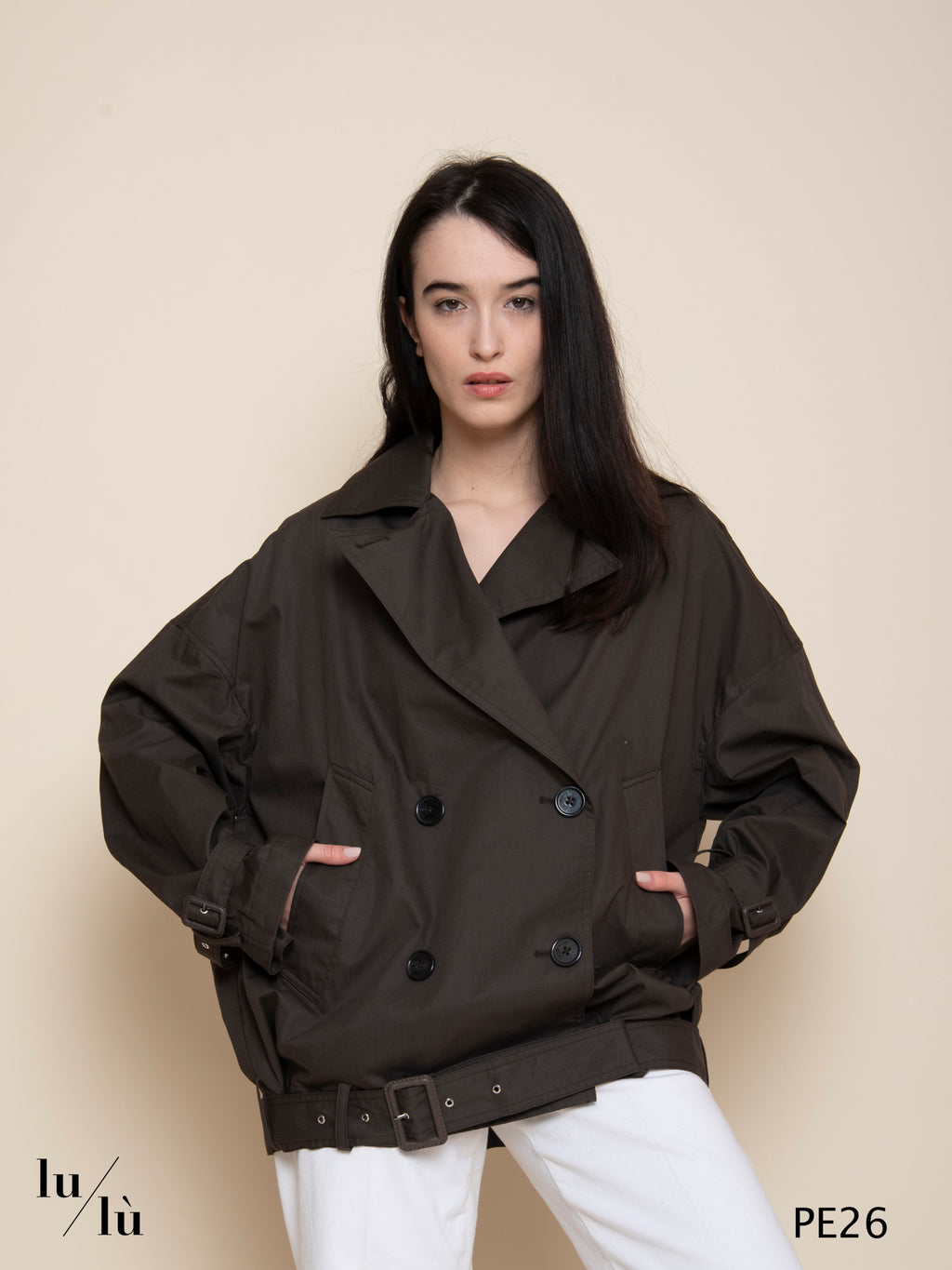 Siran - Giacca donna doppiopetto rider in cotone smerigliato