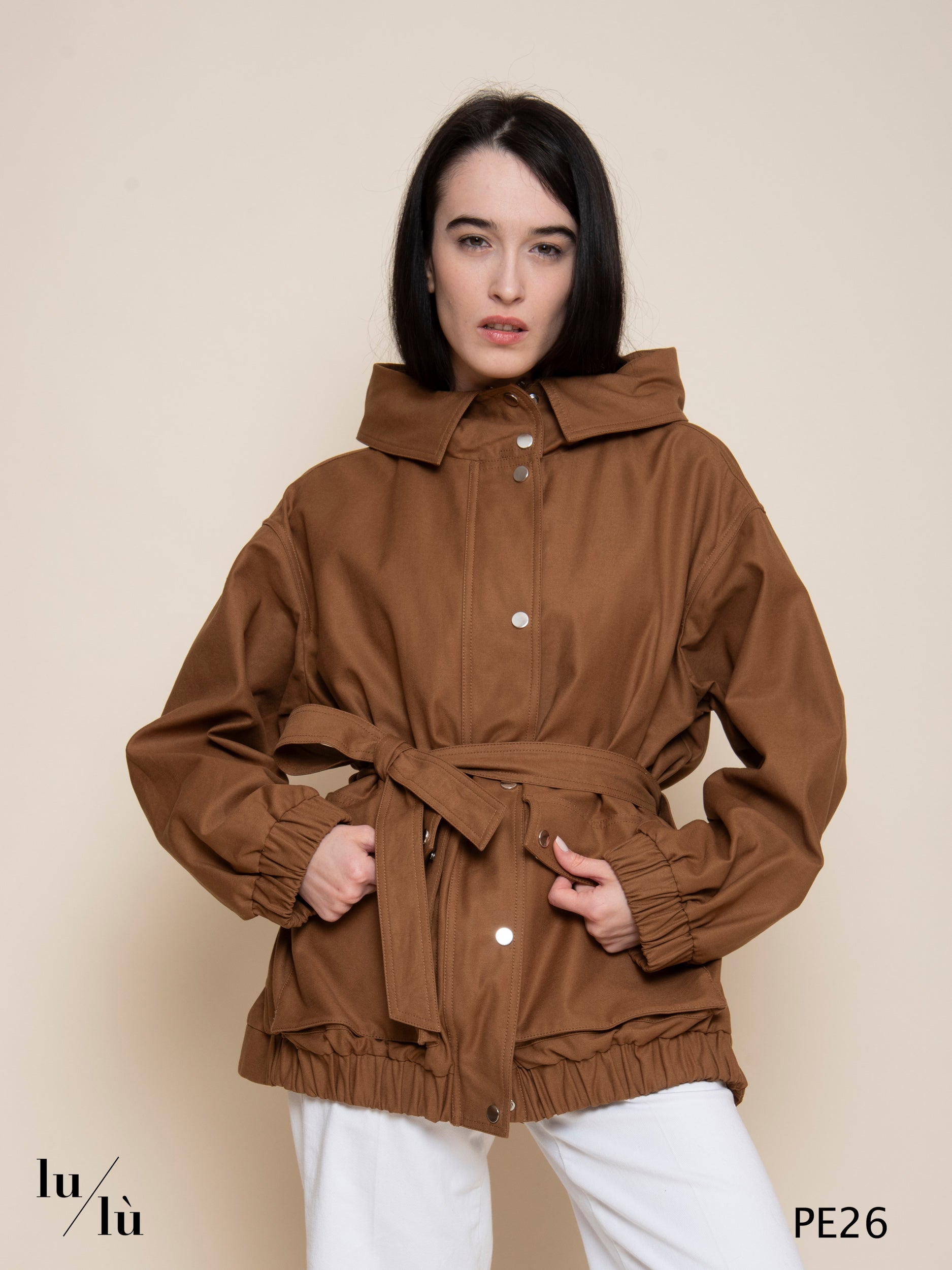 Gohar - Parka donna in waxed cotton con cappuccio