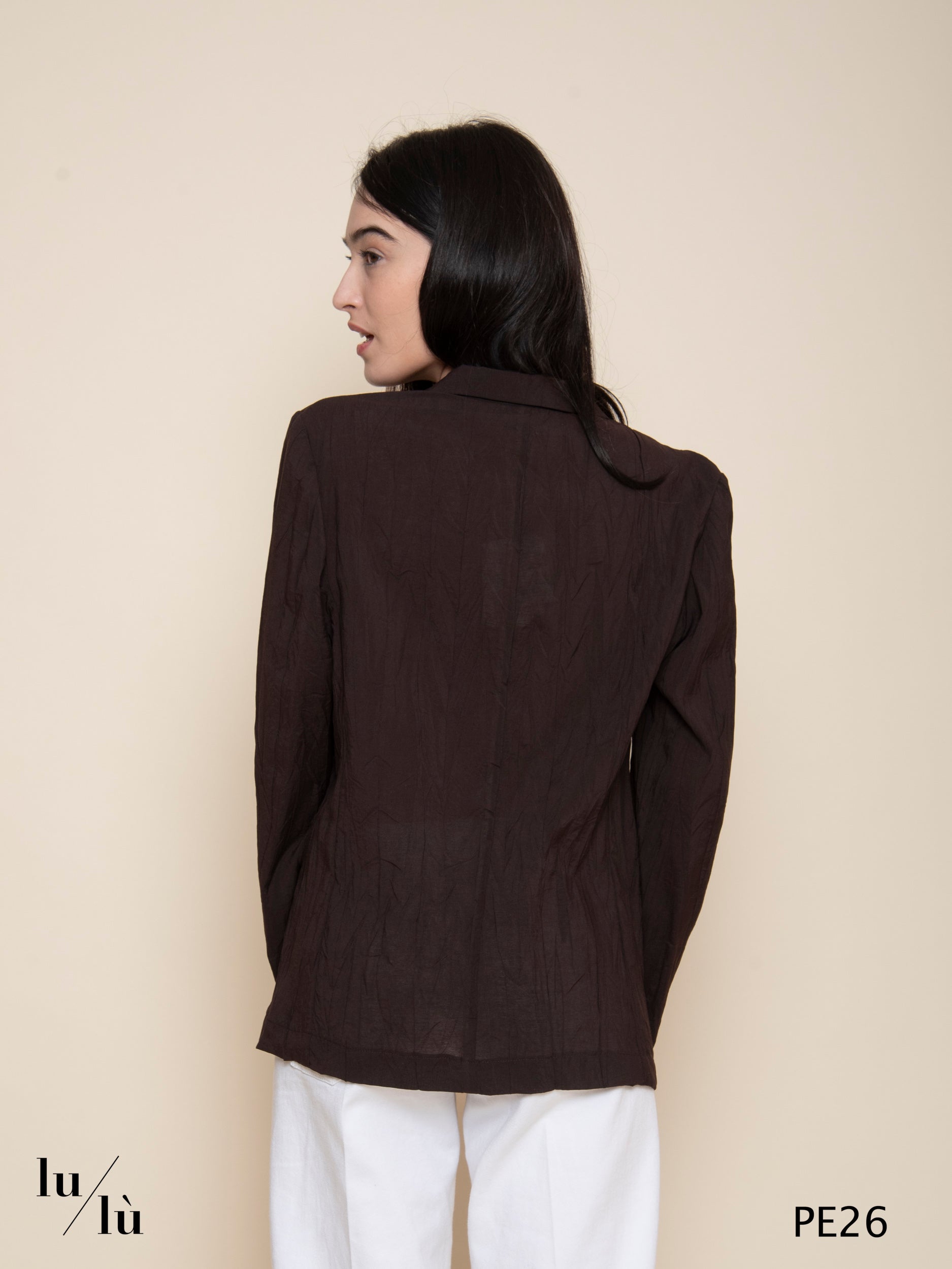 Tamar - Giacca donna sfoderata in tessuto froissé