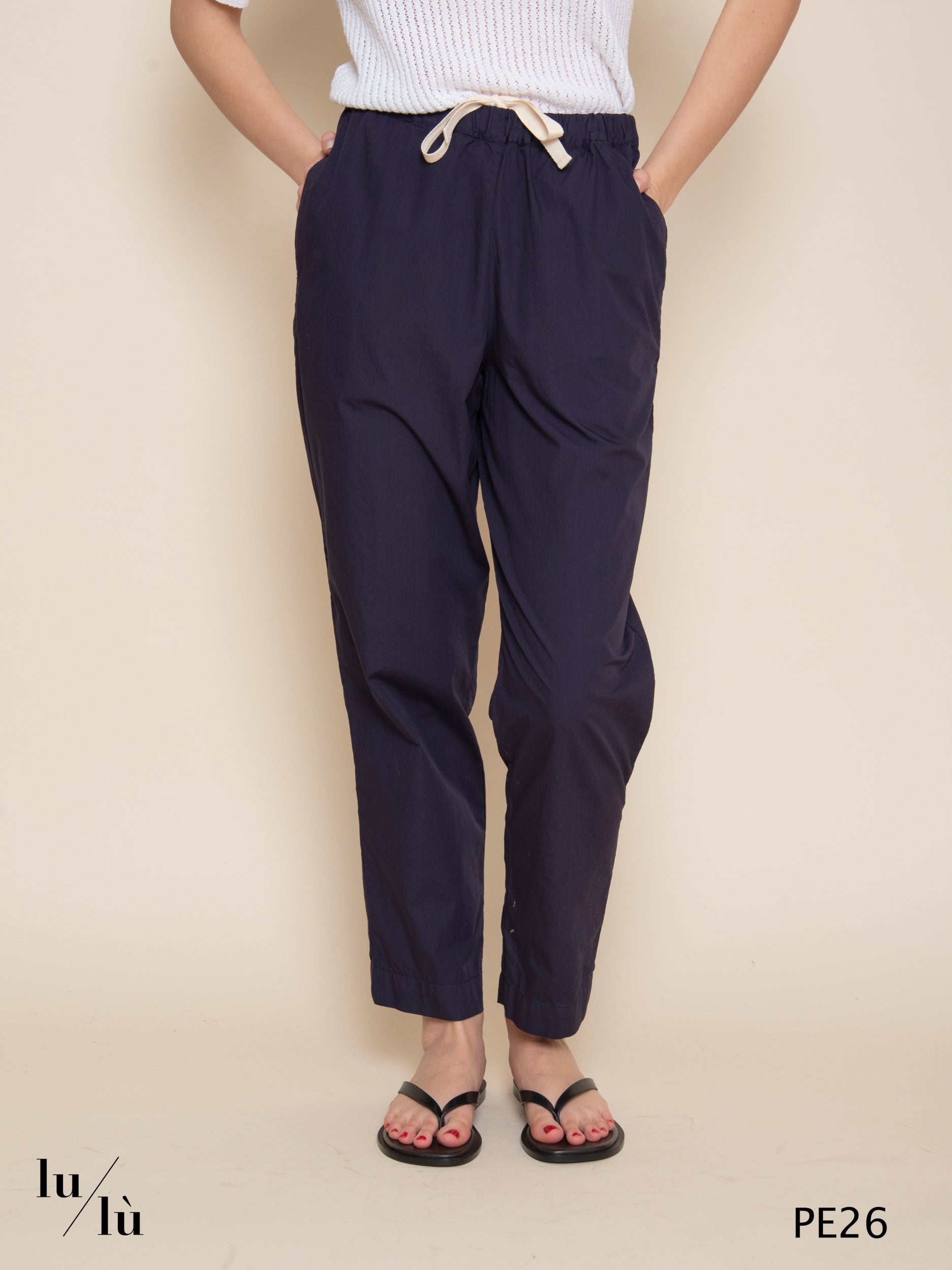 Fedra - Pantalone donna con coulisse in cotone