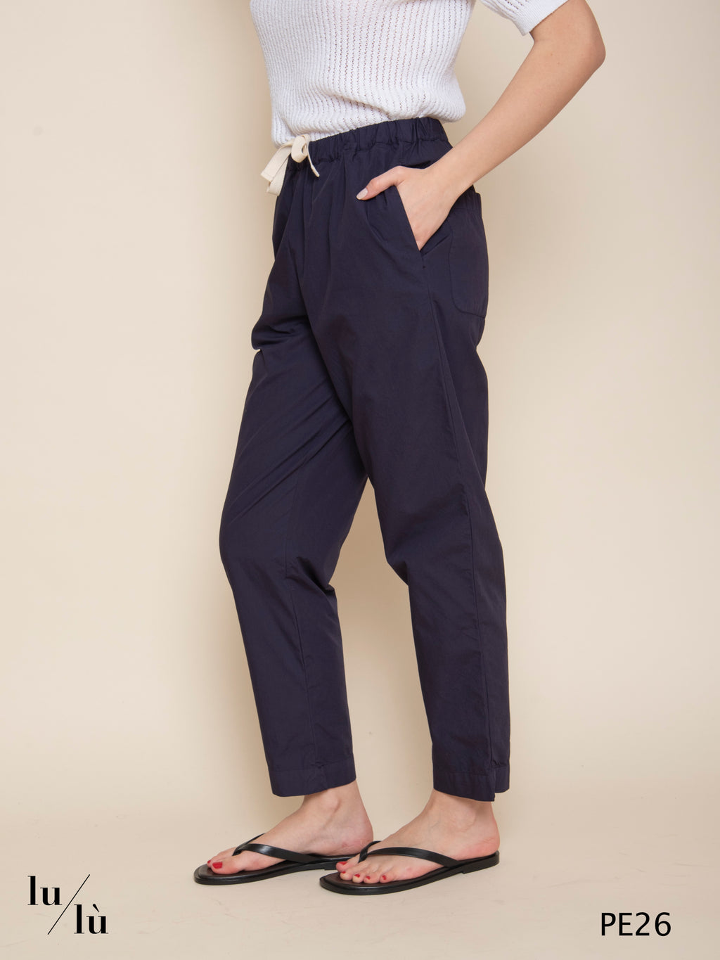 Fedra - Pantalone donna con coulisse in cotone
